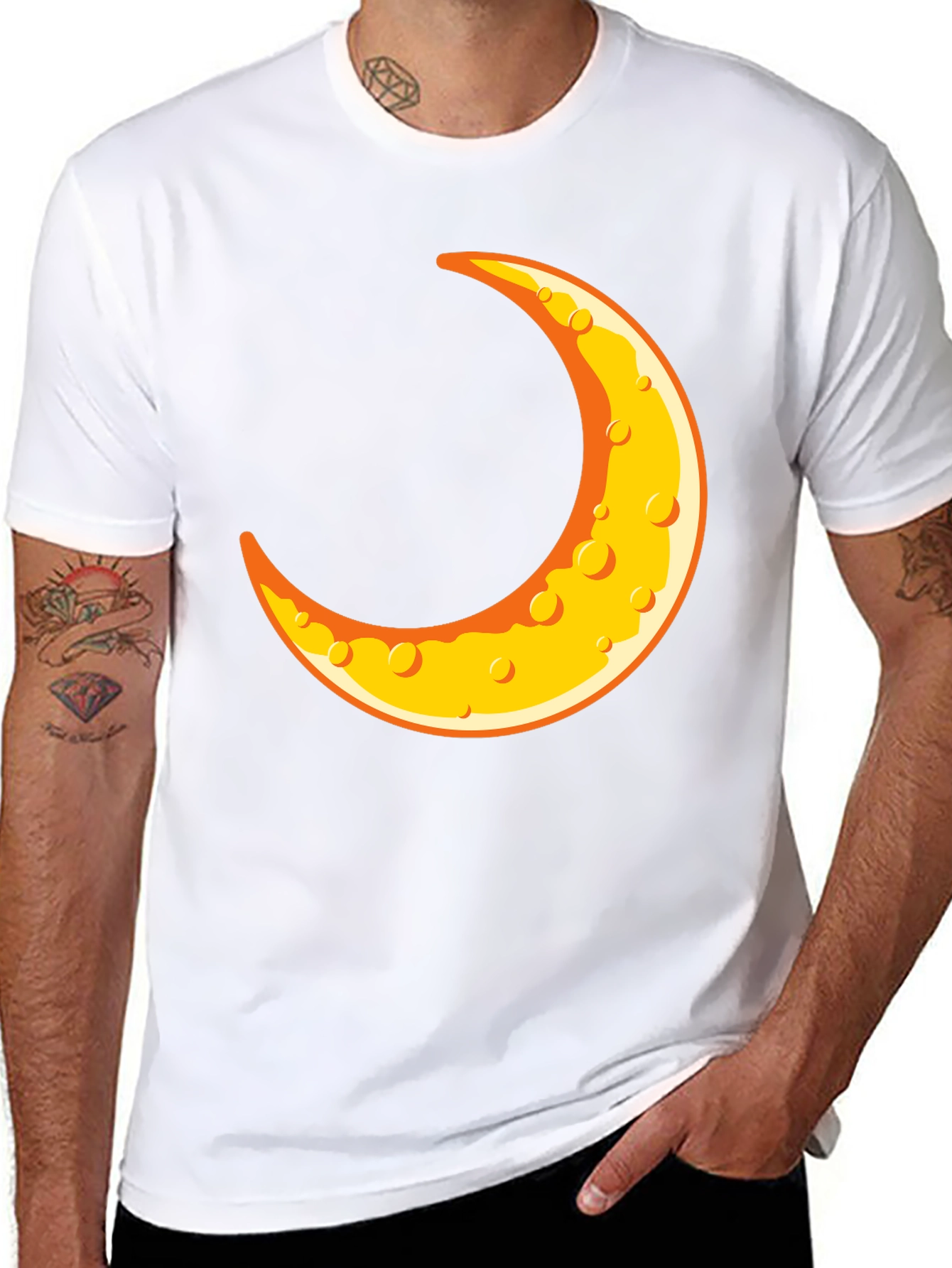 Crescent Moon Graphic T-Shirt - Black Crew Neck Tee