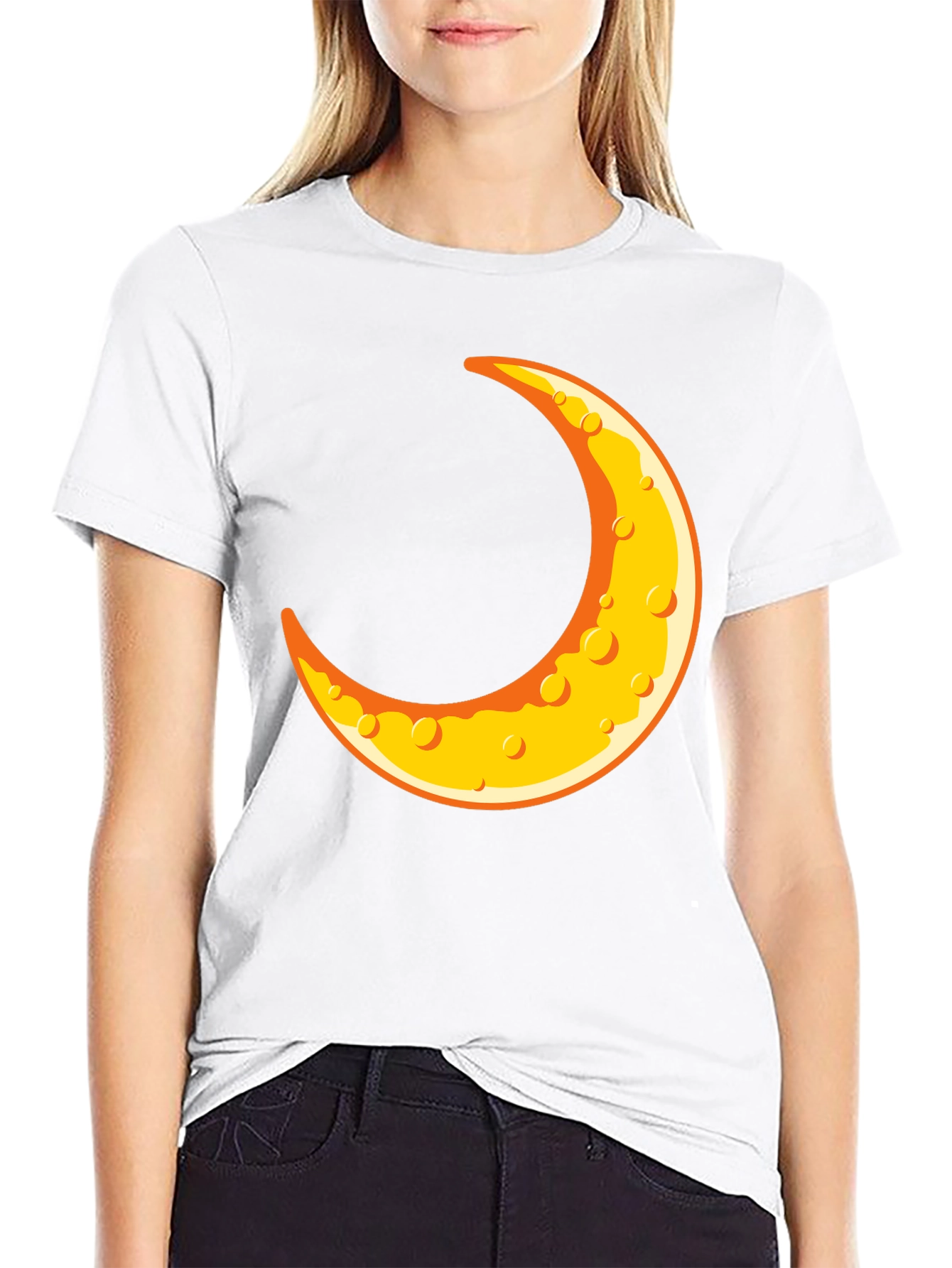 Crescent Moon Graphic T-Shirt - Black Crew Neck Tee