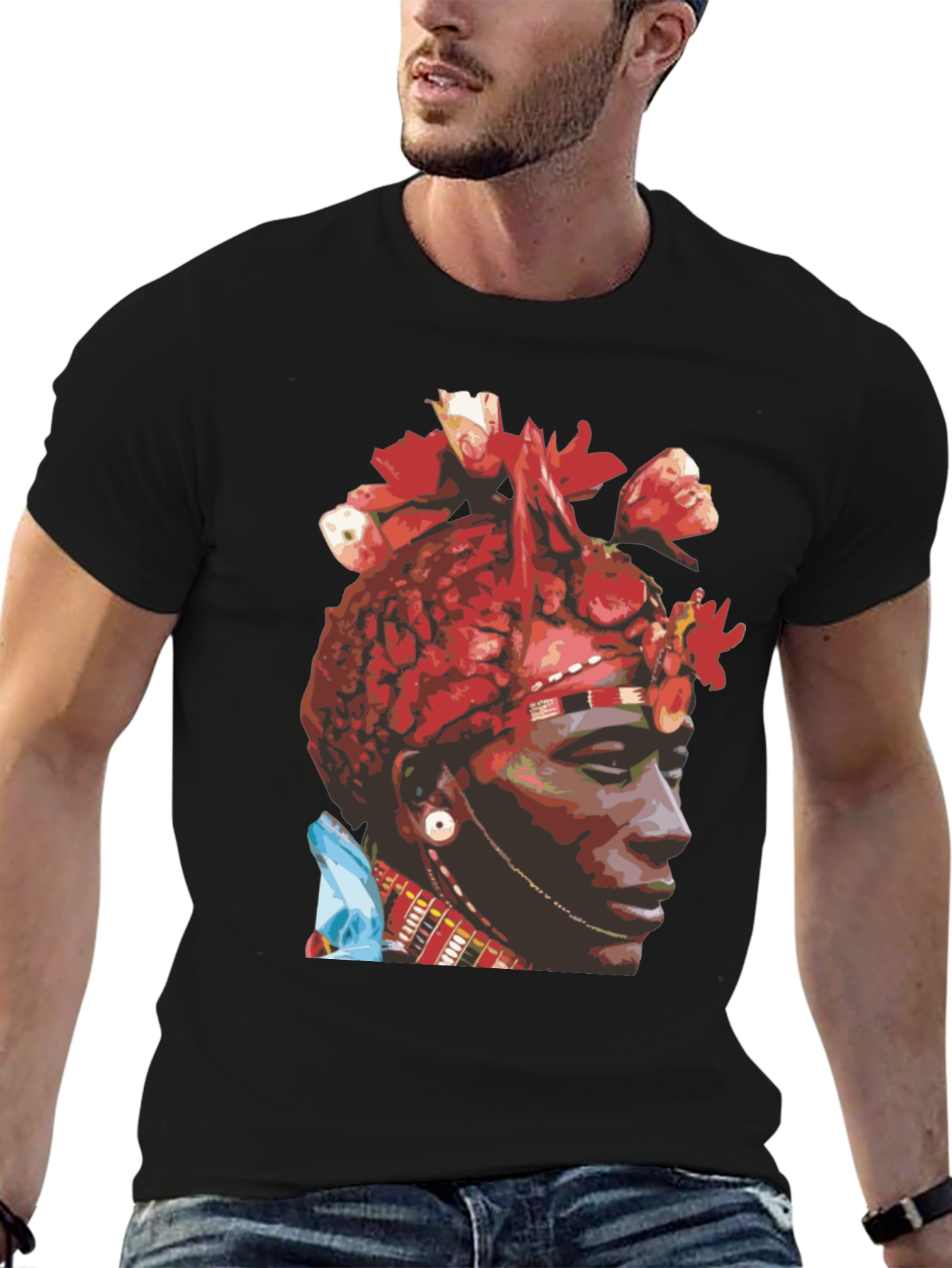 African King Graphic Tee - Black Cotton T-Shirt