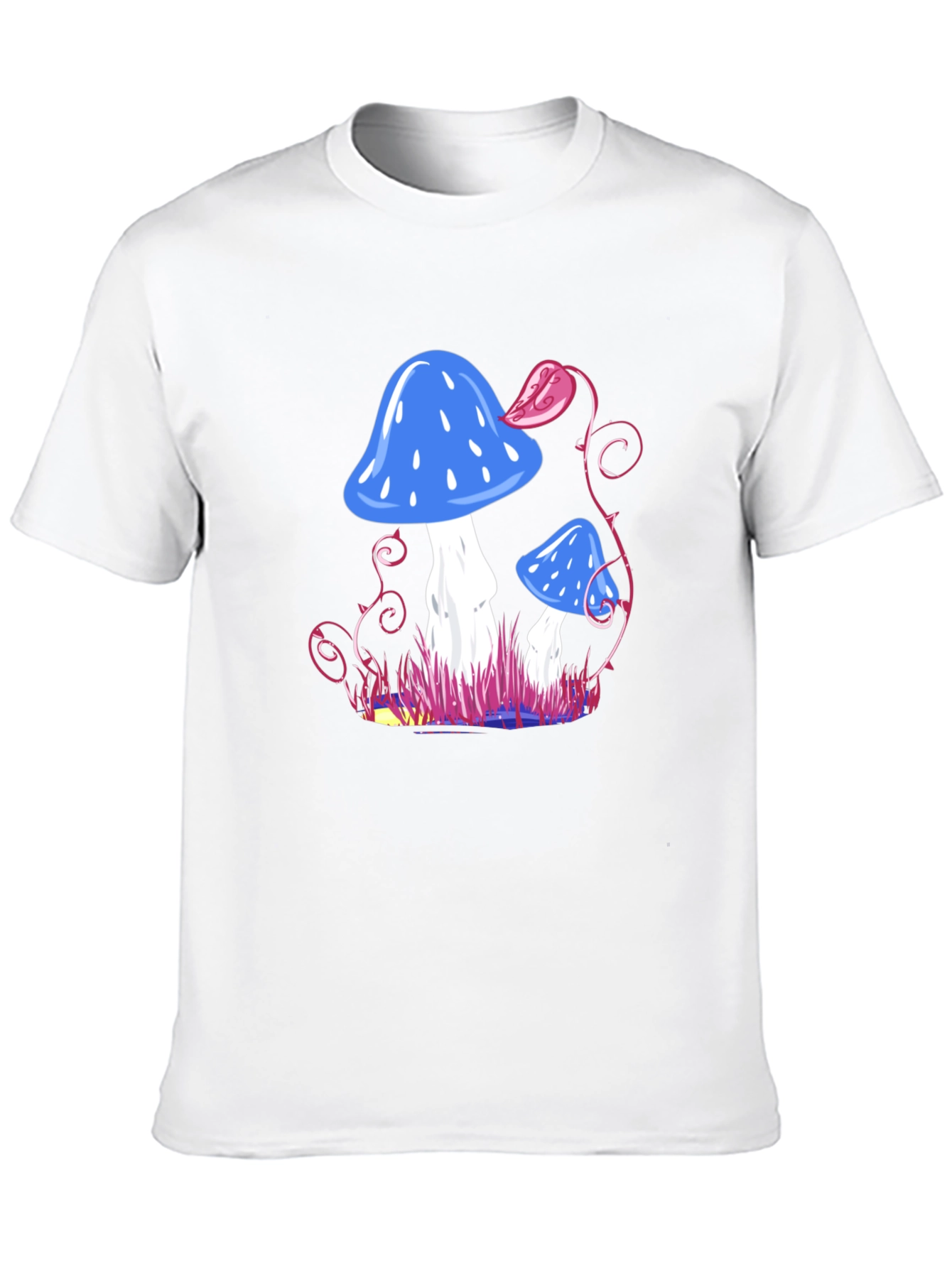 Mushroom Fantasy Graphic Tee - Black Cotton