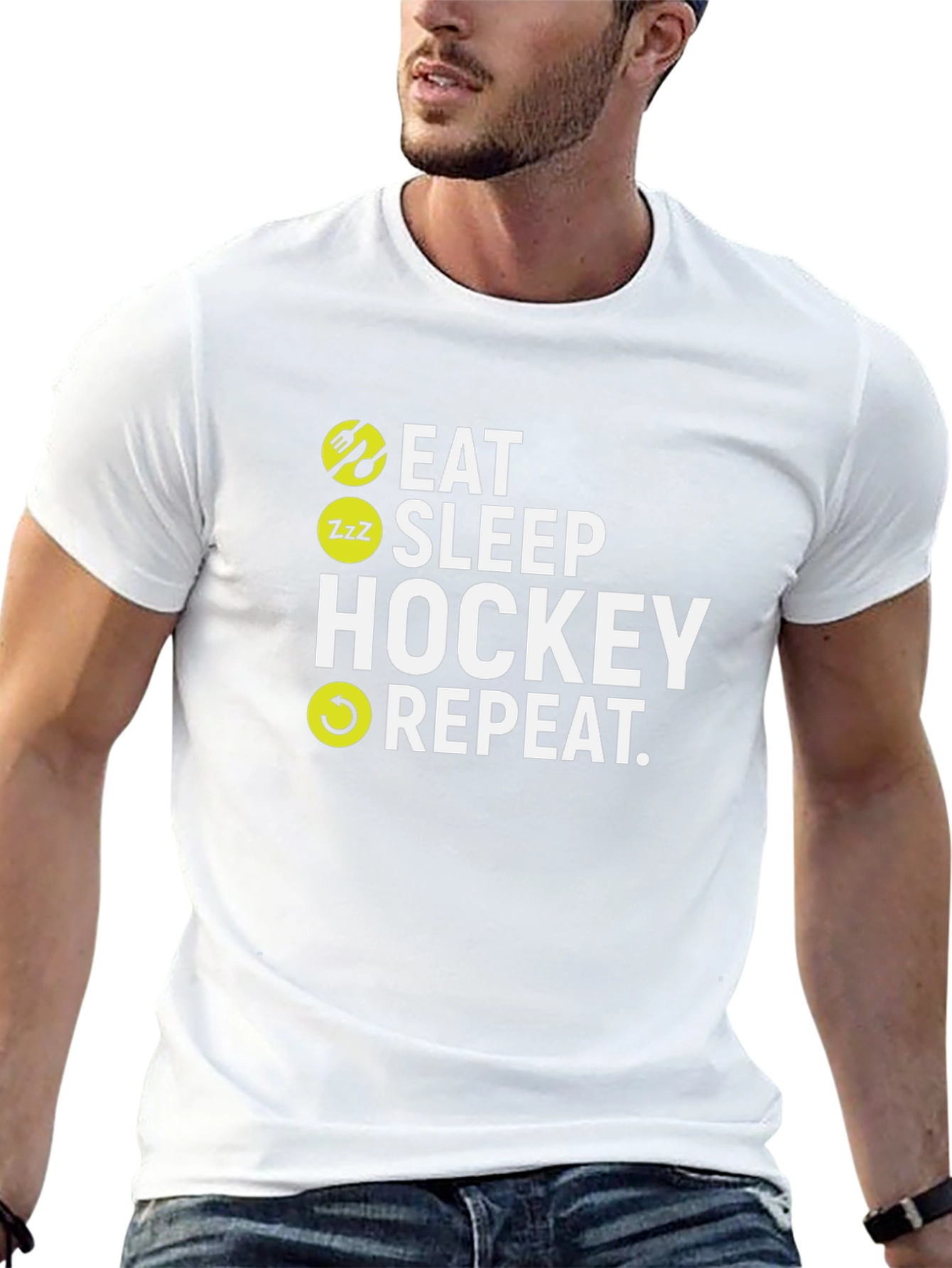 Eat Sleep Hockey Repeat Graphic T-Shirt