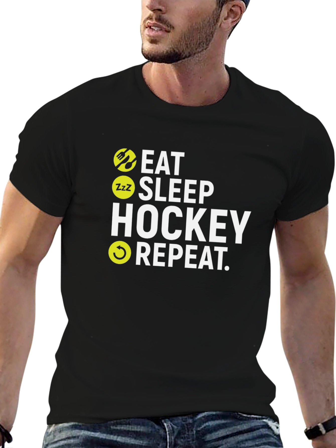 Eat Sleep Hockey Repeat Graphic T-Shirt