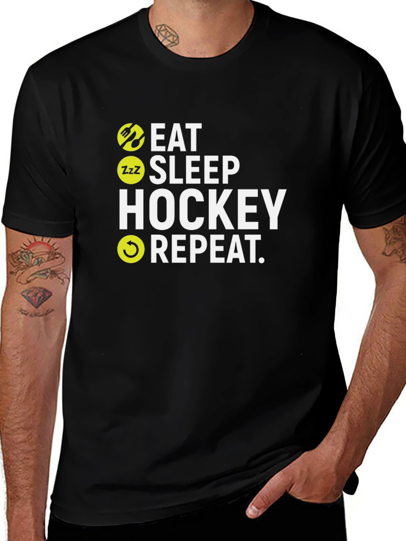 Eat Sleep Hockey Repeat Graphic T-Shirt