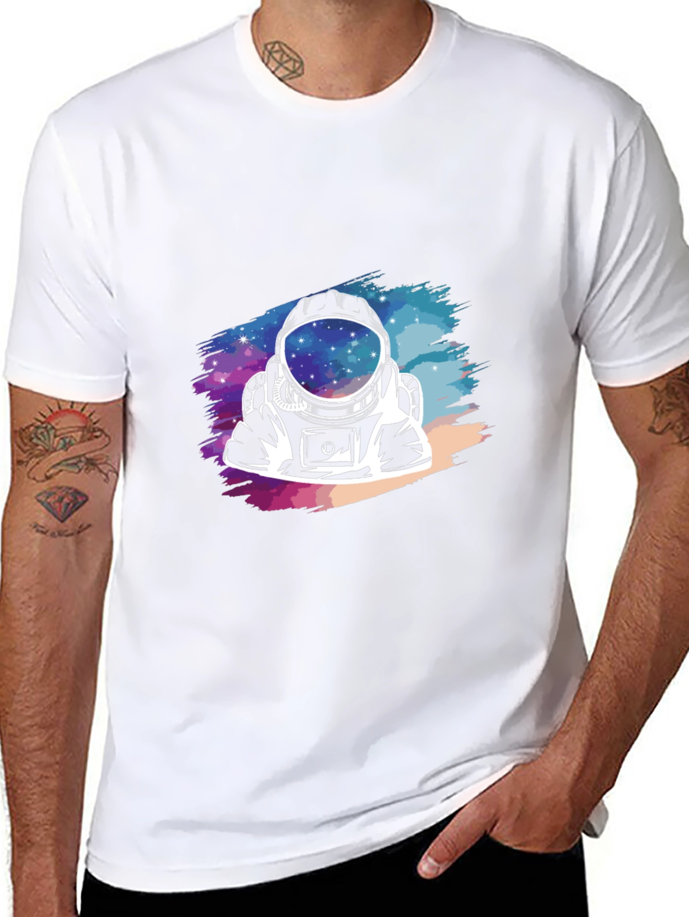 Astronaut Galaxy Graphic Black T-Shirt