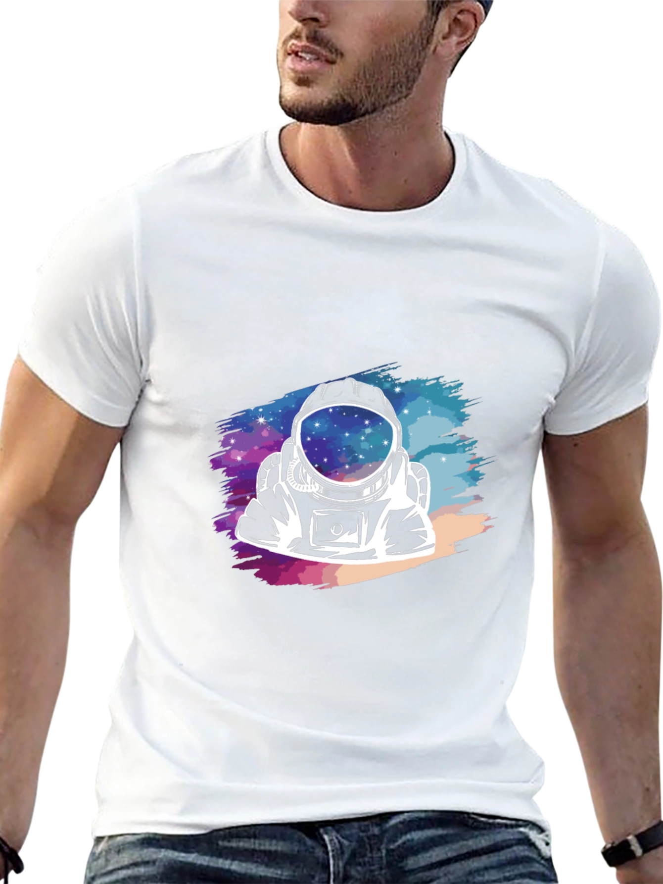 Astronaut Galaxy Graphic Black T-Shirt