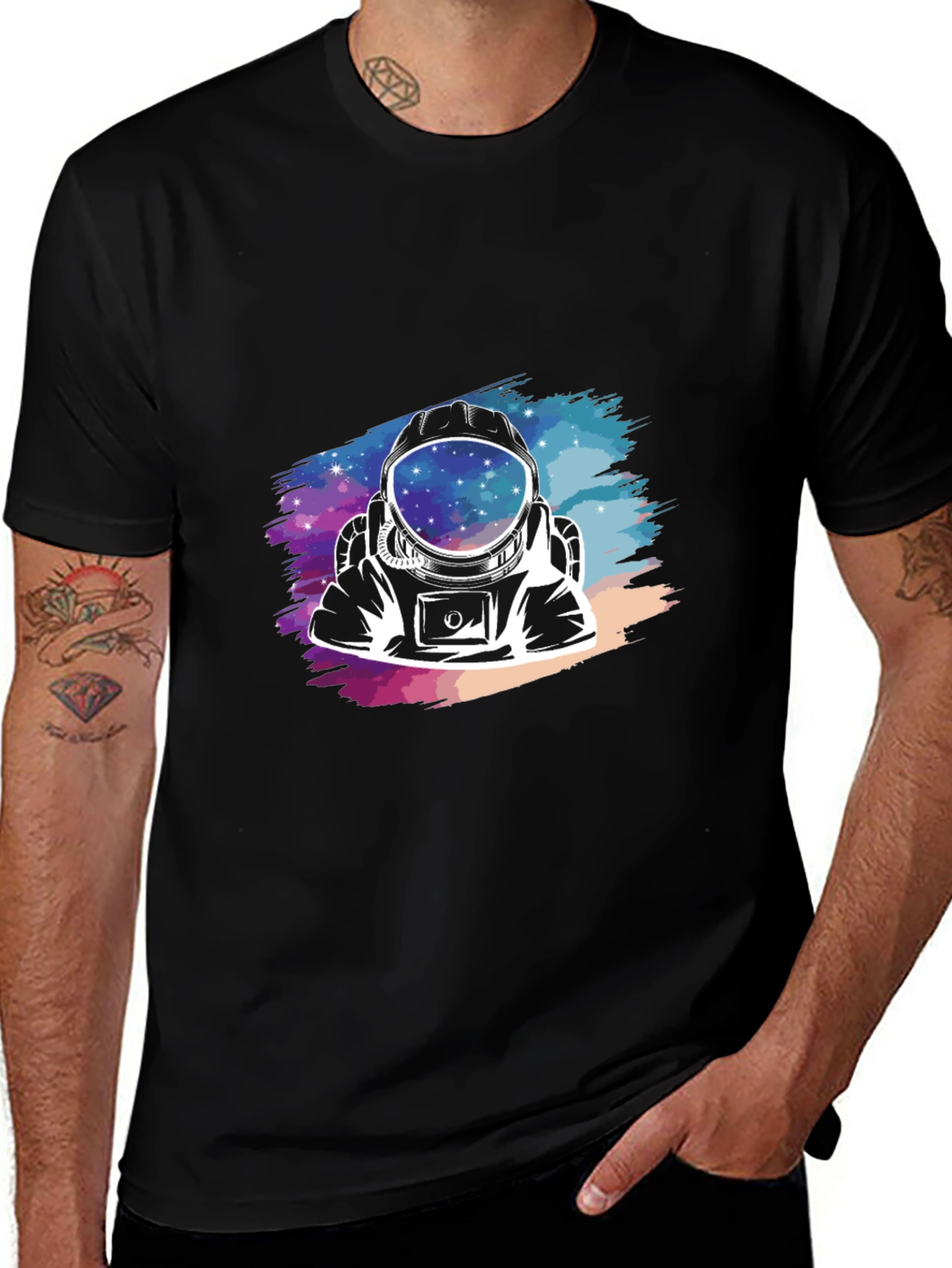 Astronaut Galaxy Graphic Black T-Shirt