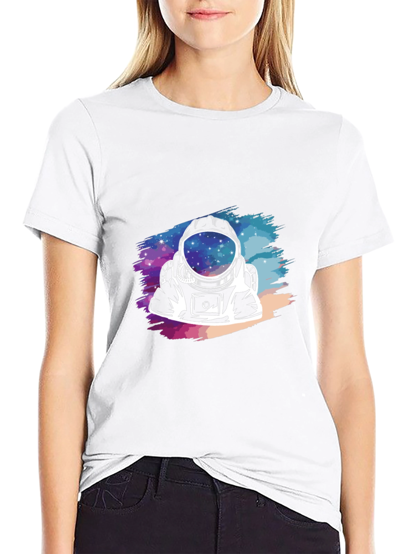 Astronaut Galaxy Graphic Black T-Shirt