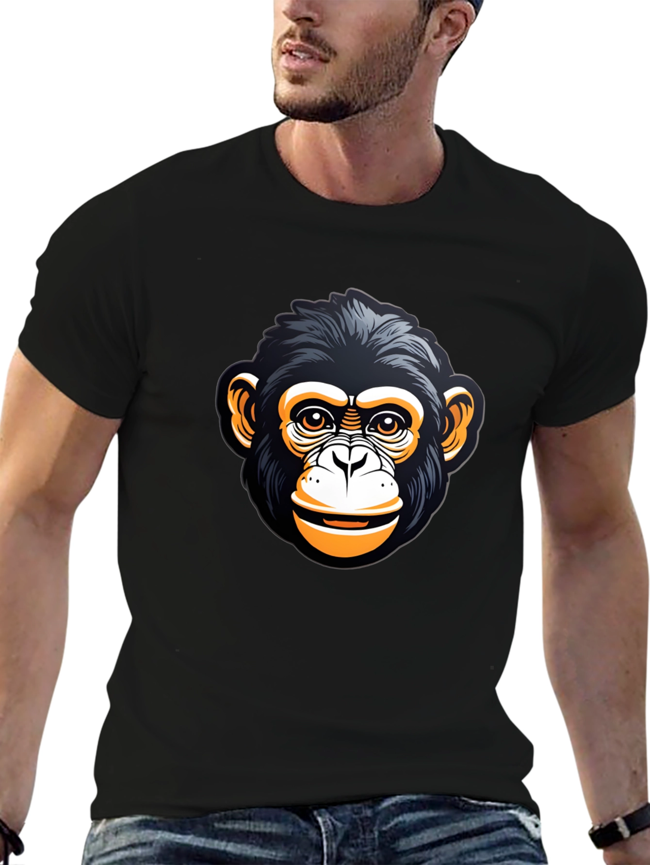 Chimp Graphic Tee - Black Cotton Blend
