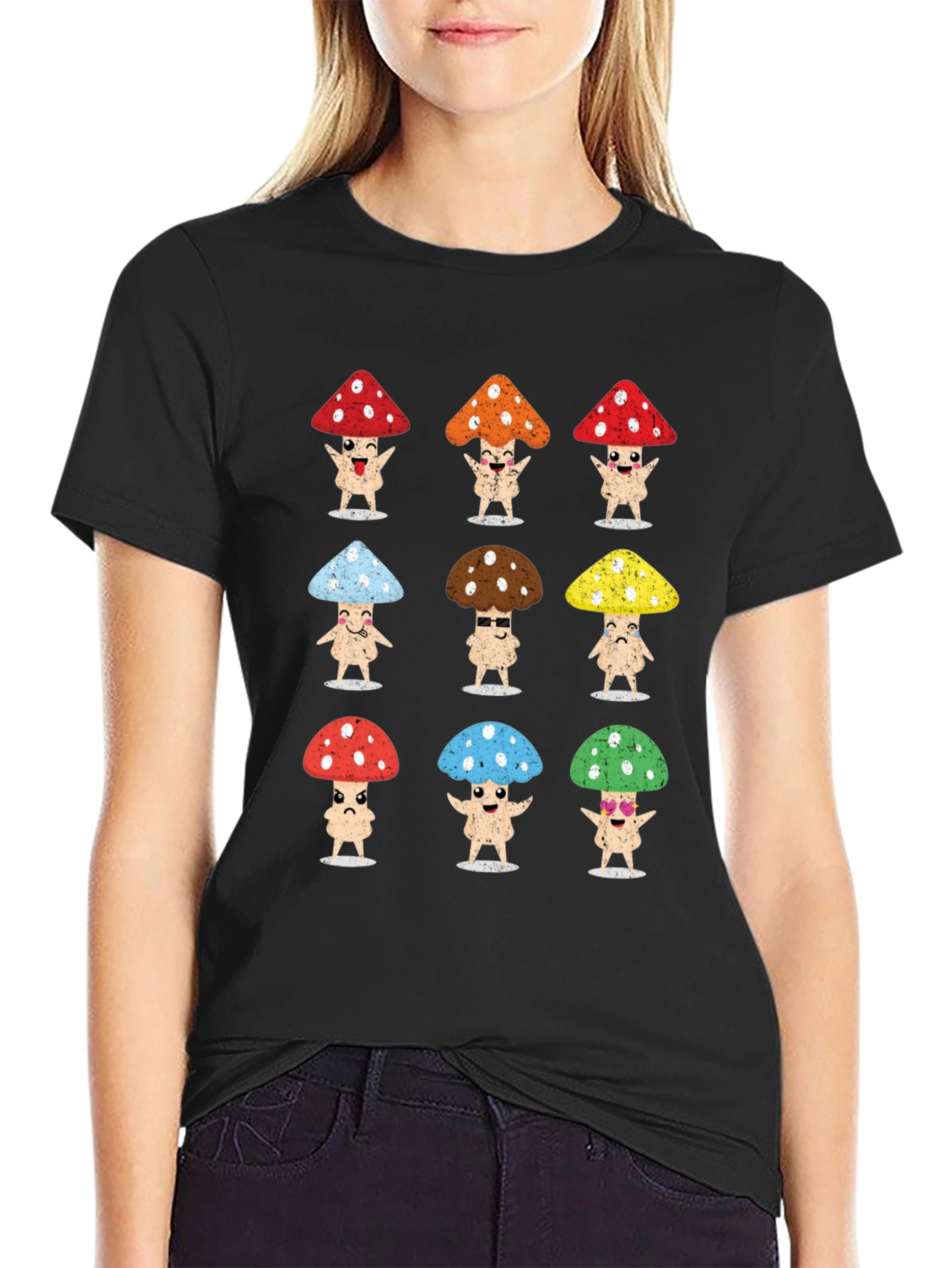 Funky Mushroom Character Graphic T-Shirt