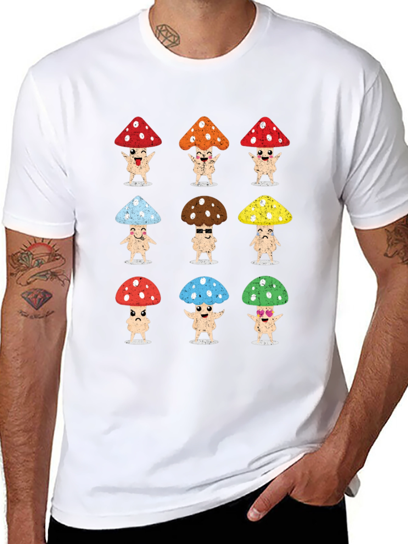 Funky Mushroom Character Graphic T-Shirt