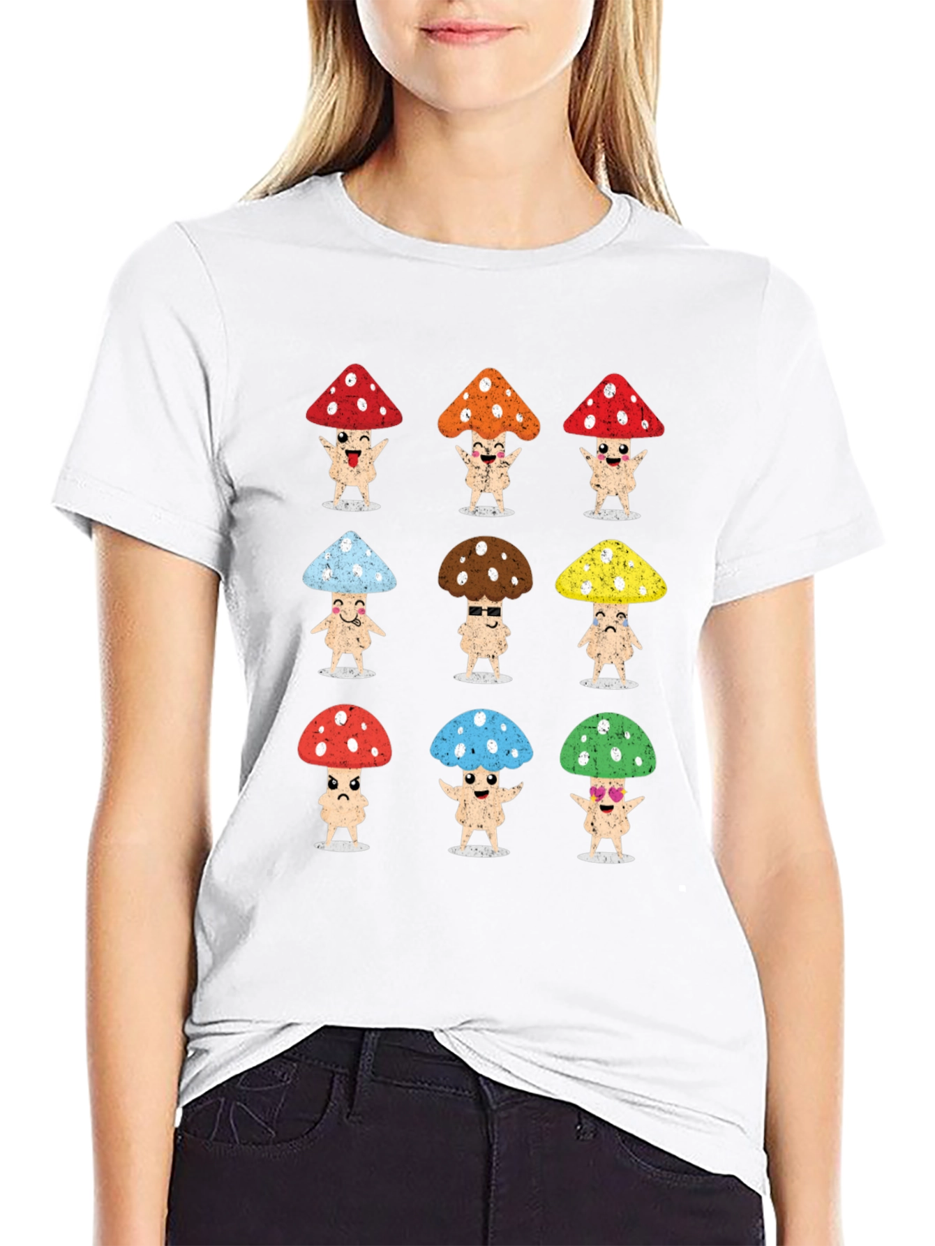 Funky Mushroom Character Graphic T-Shirt