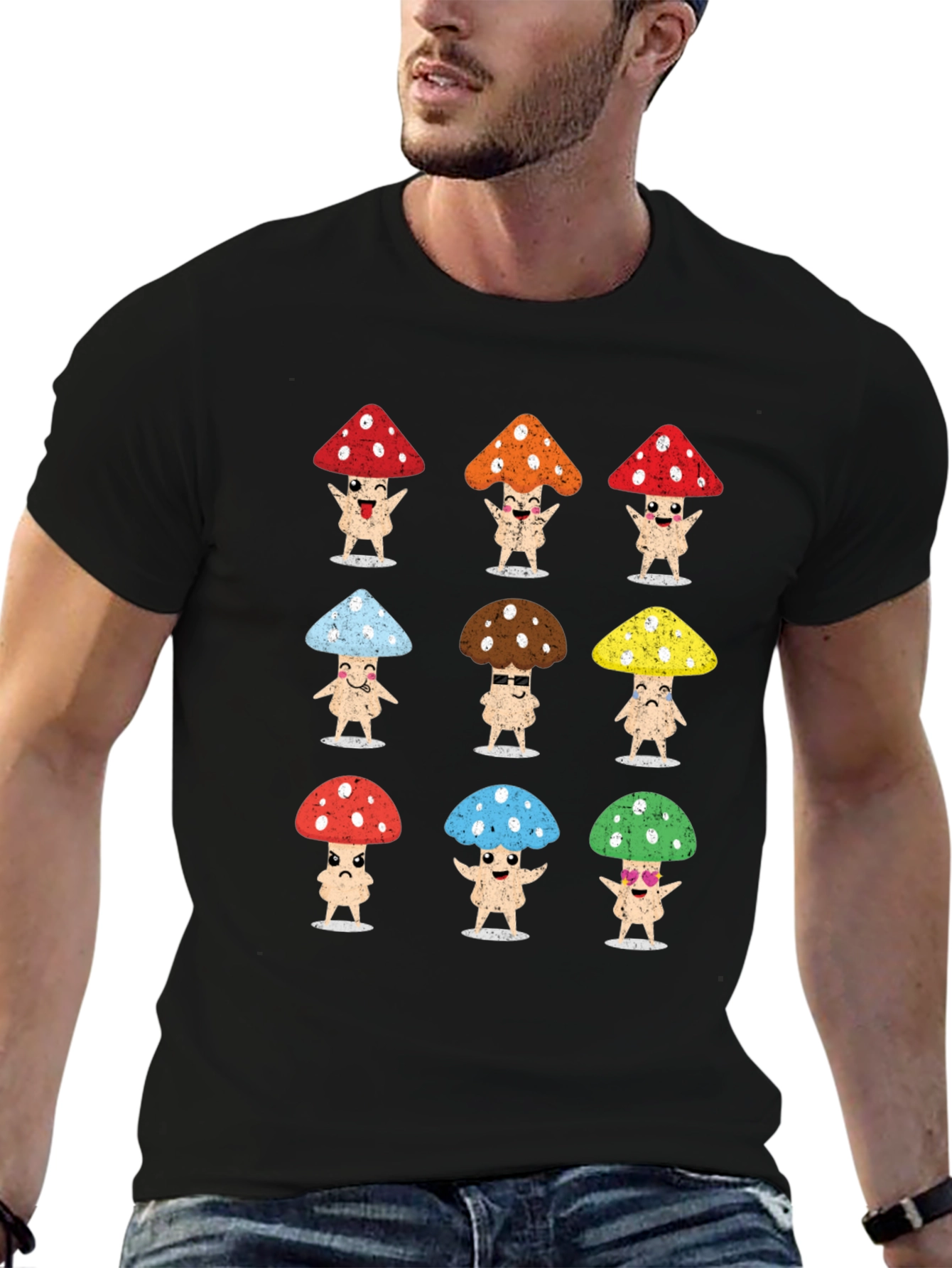 Funky Mushroom Character Graphic T-Shirt