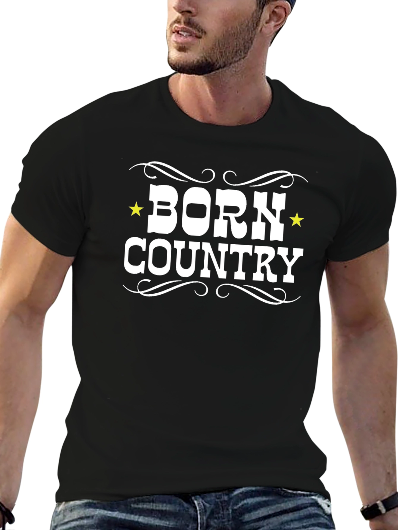 Born Country Graphic Tee - Black Cotton T-Shirt
