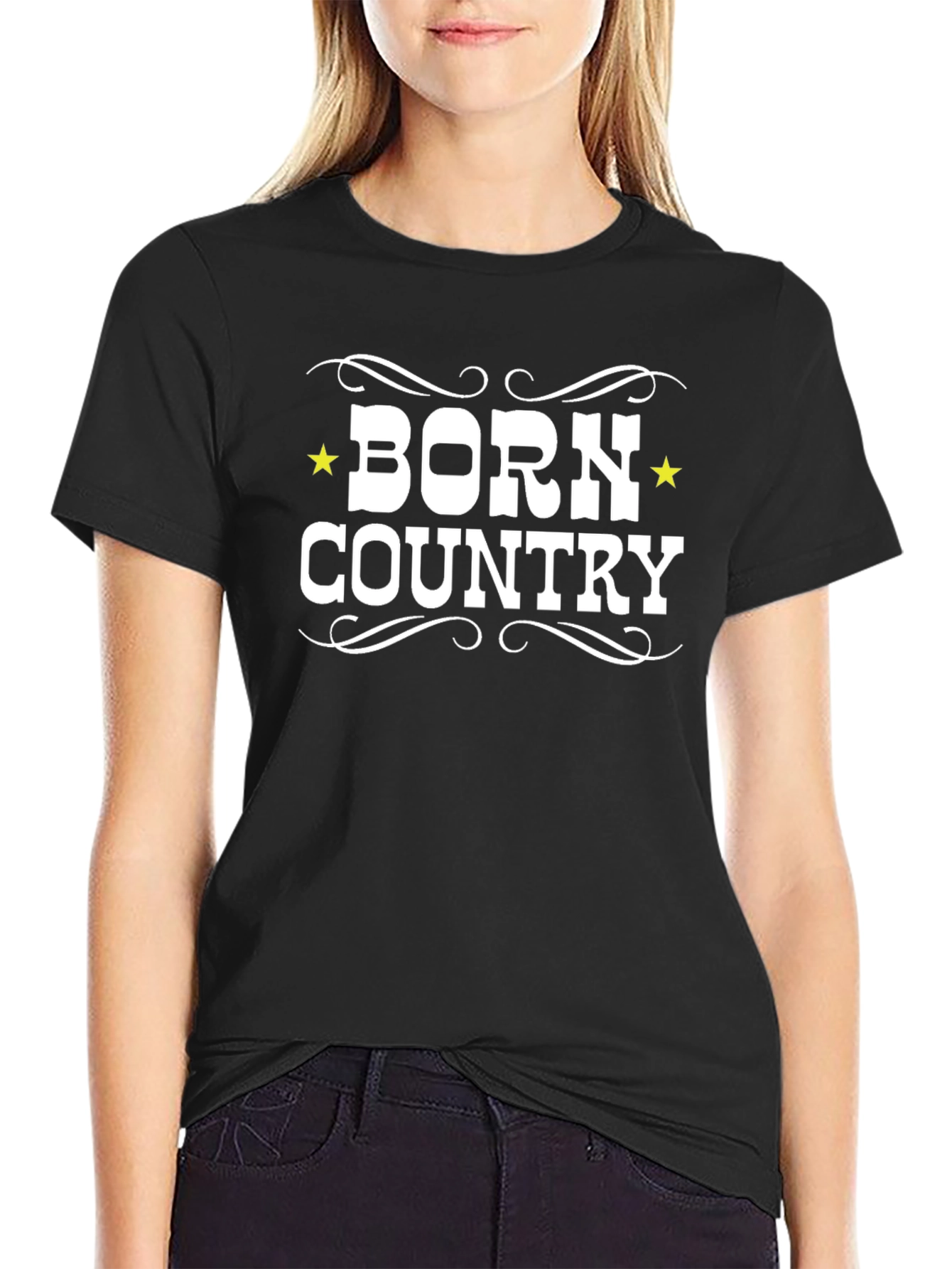 Born Country Graphic Tee - Black Cotton T-Shirt