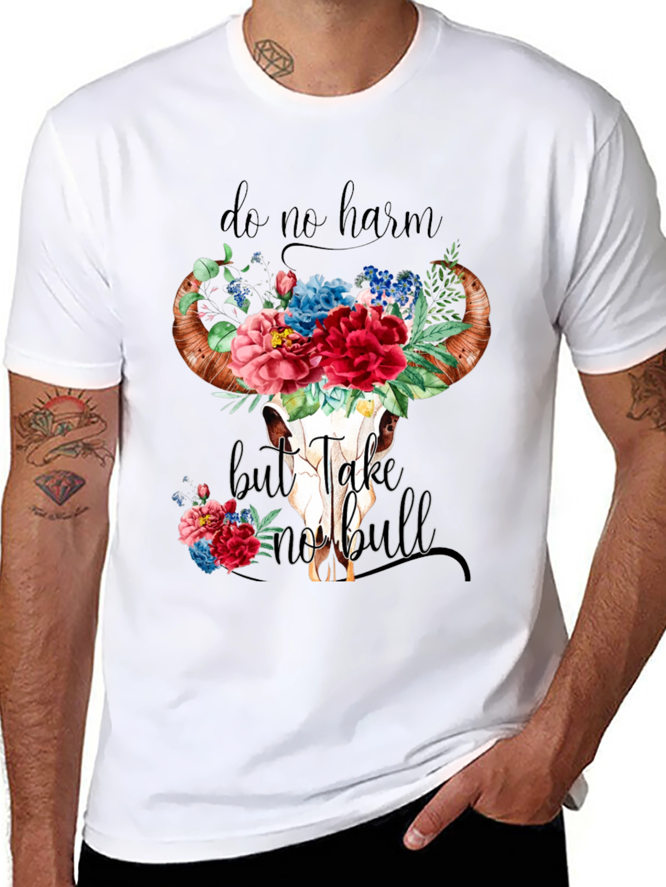 Do No Harm Bull Skull Graphic Tee