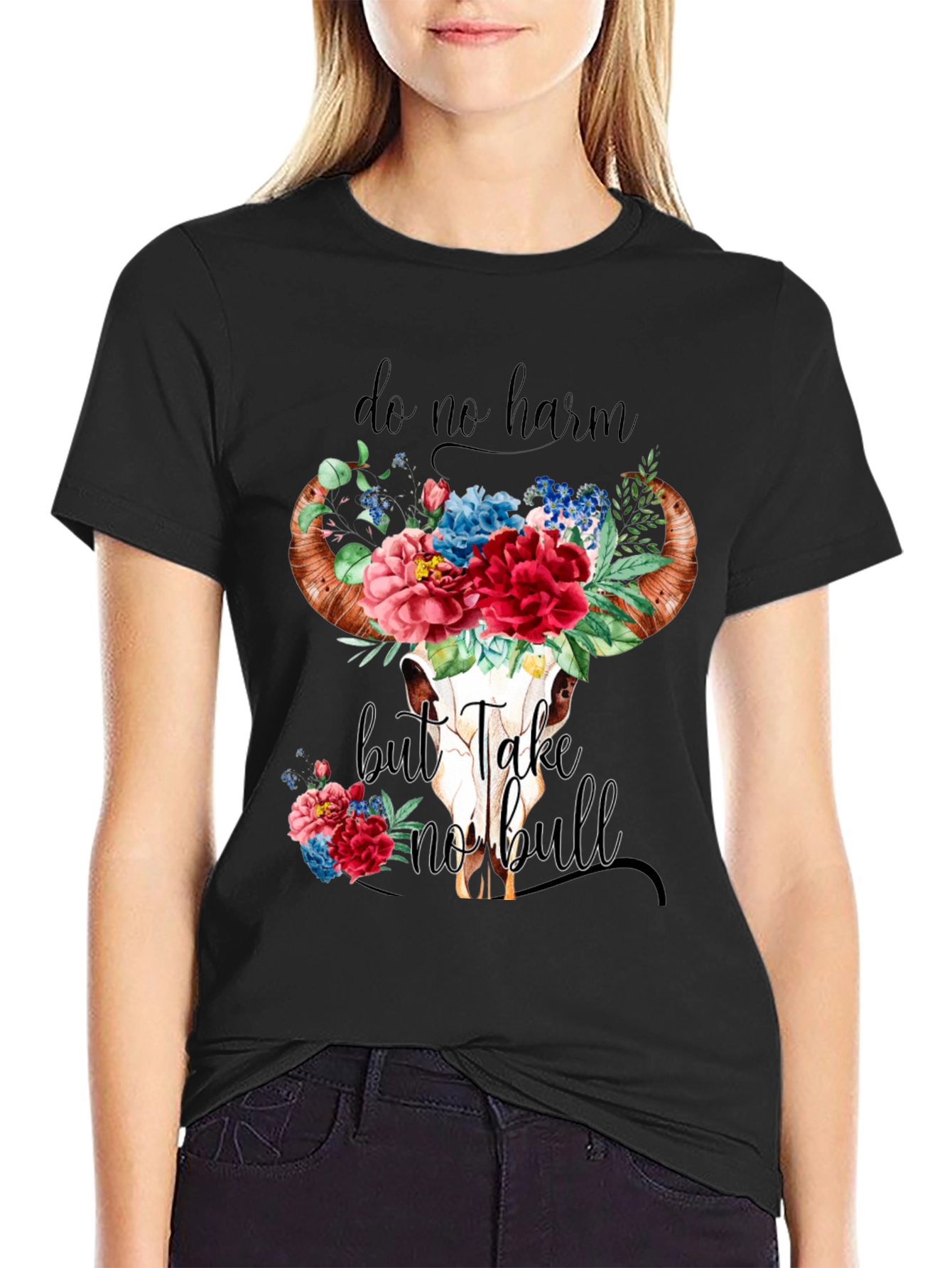 Do No Harm Bull Skull Graphic Tee