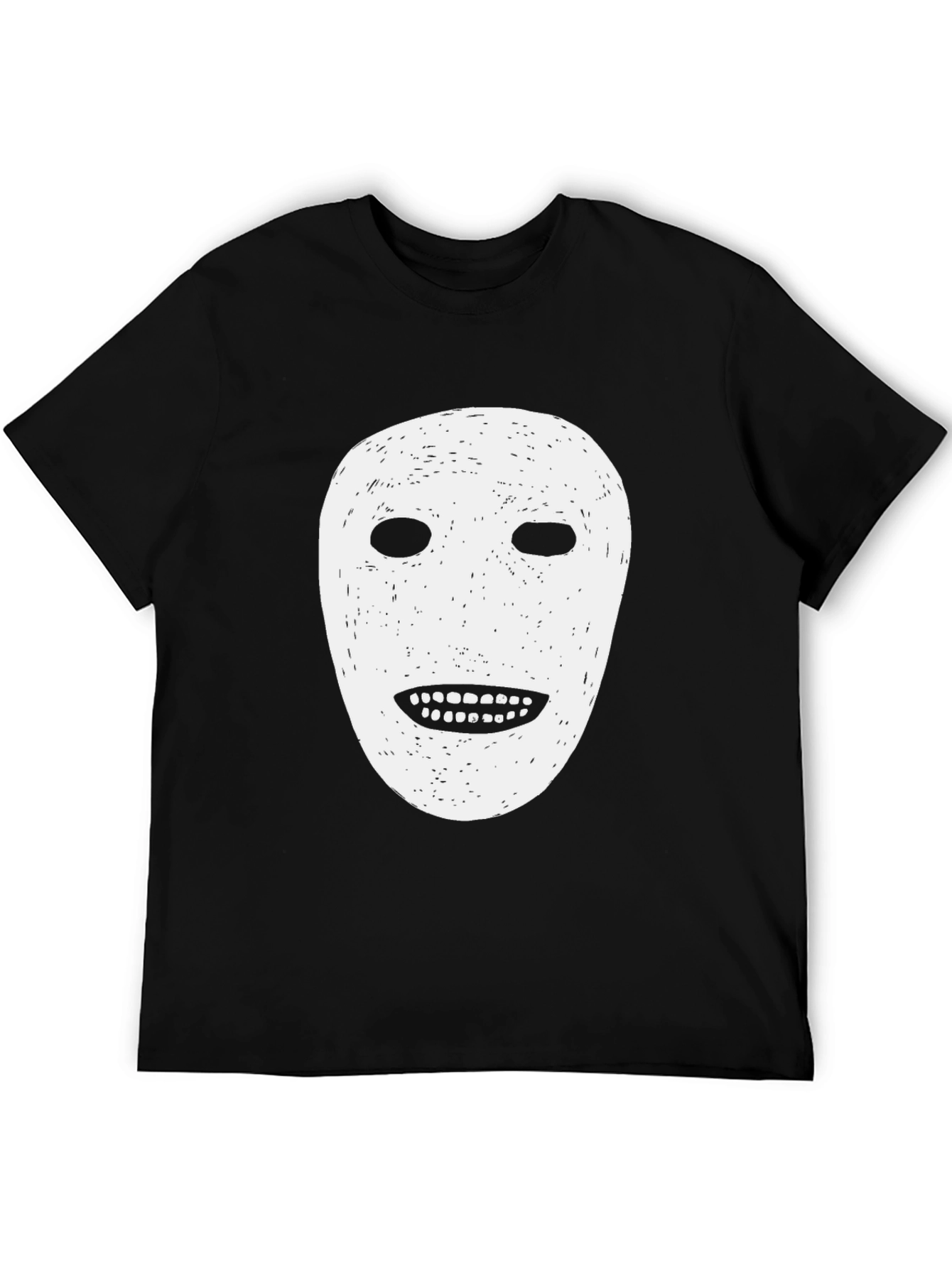 Black T-Shirt with White Face Graphic