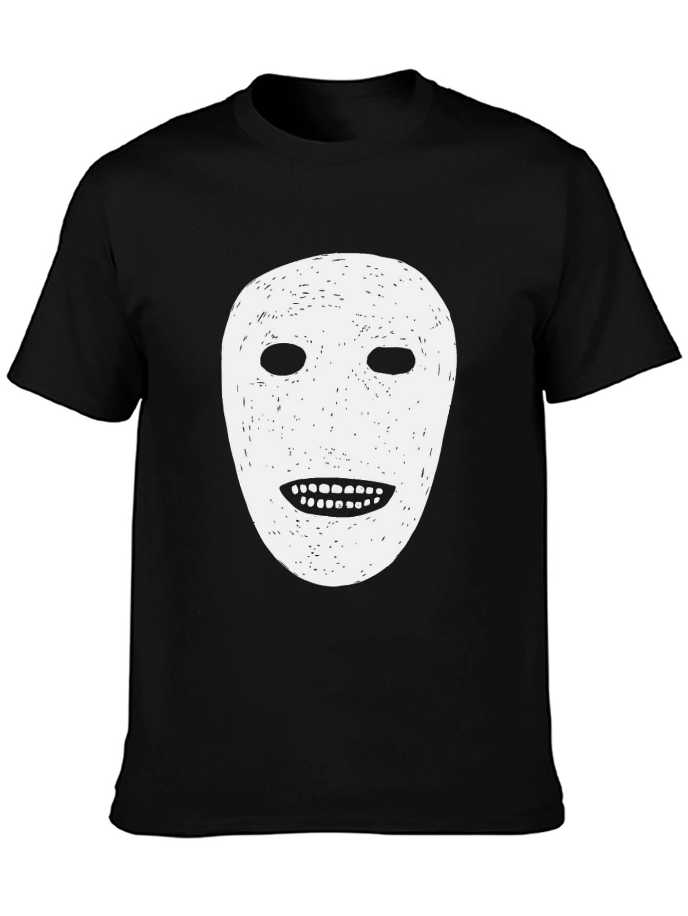Black T-Shirt with White Face Graphic