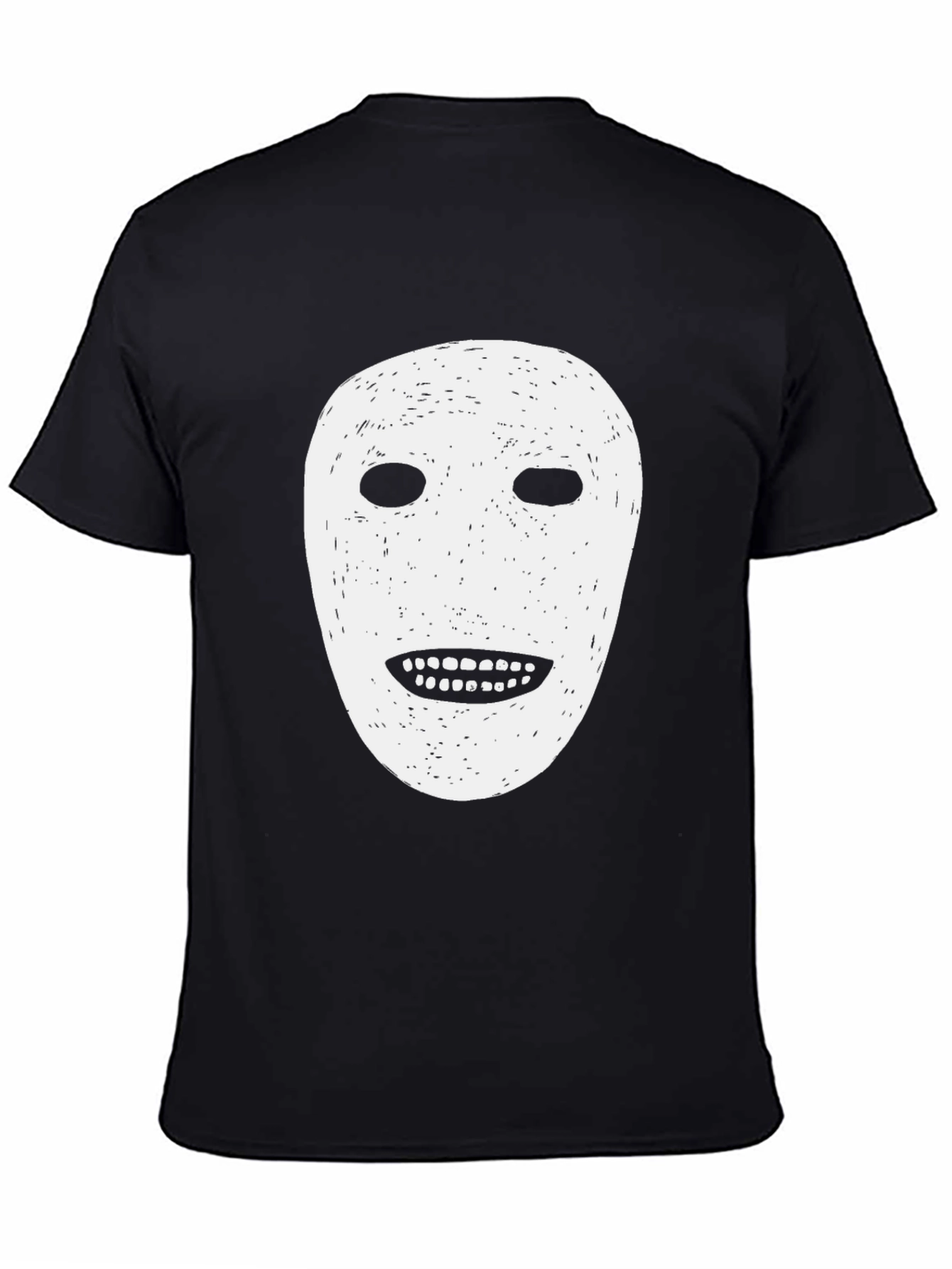 Black T-Shirt with White Face Graphic