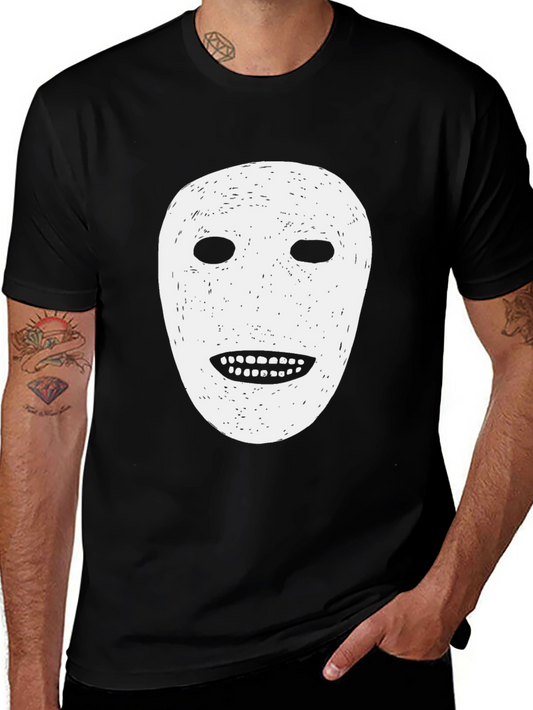 Black T-Shirt with White Face Graphic