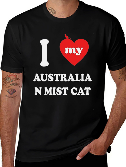 I Love Australia Mist Cat T-Shirt - Novelty Cat Lover Tee
