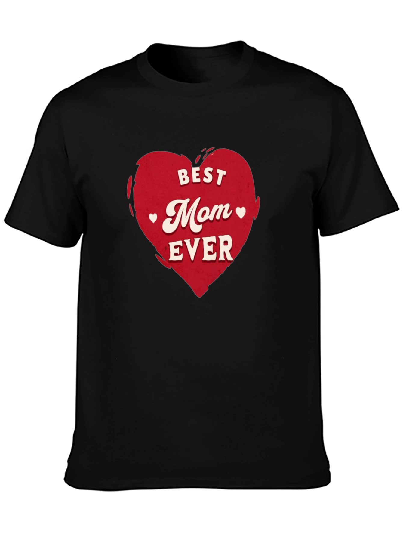 Best Mom Ever Heart Graphic Tee - Black