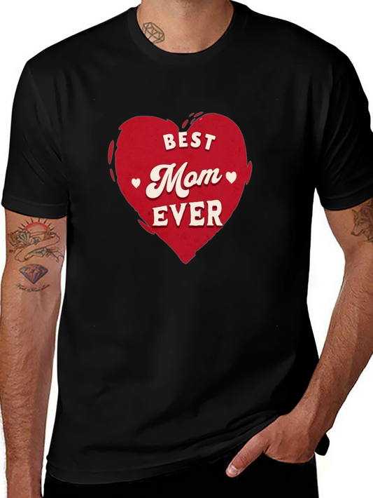 Best Mom Ever Heart Graphic Tee - Black