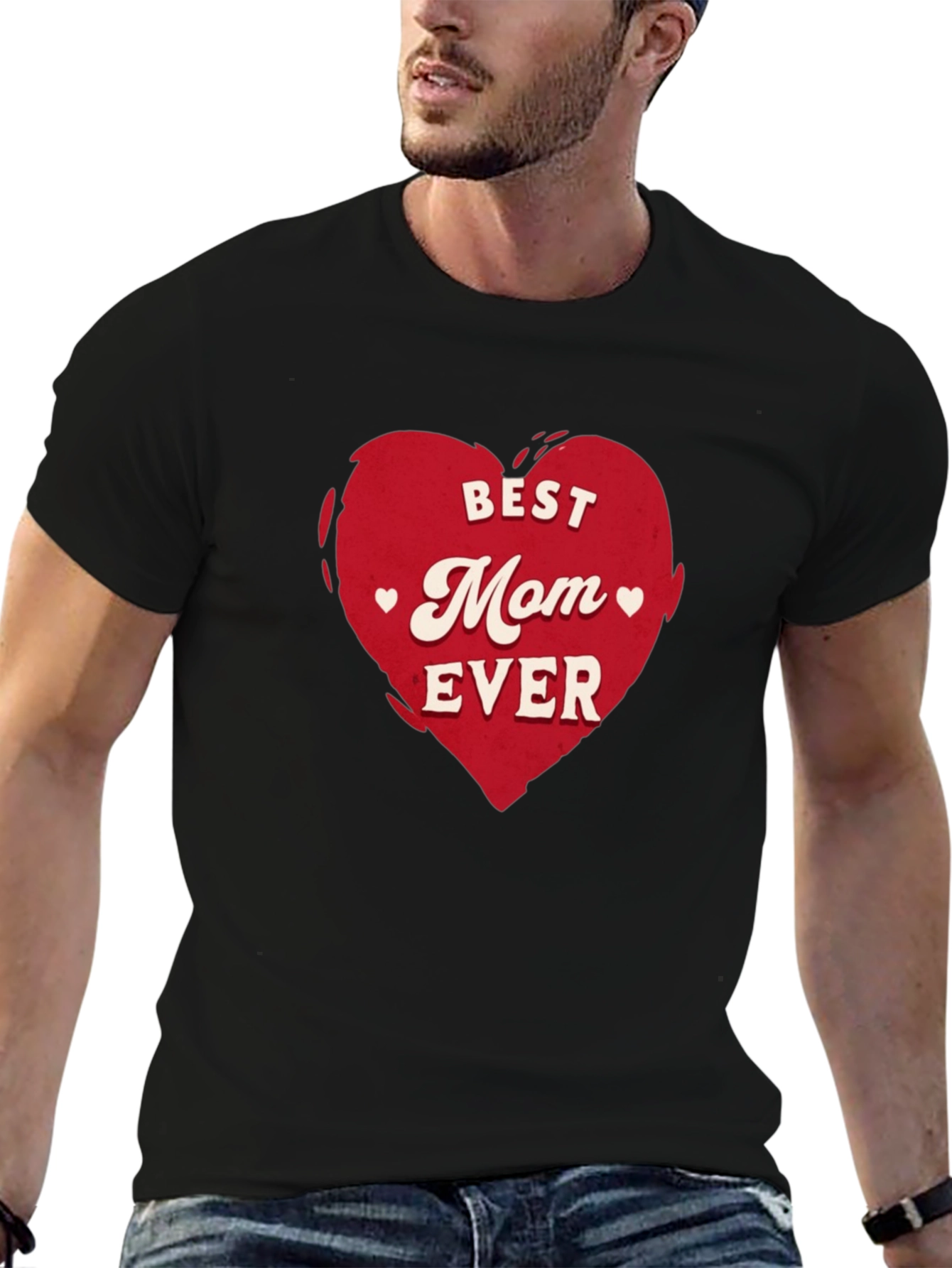 Best Mom Ever Heart Graphic Tee - Black