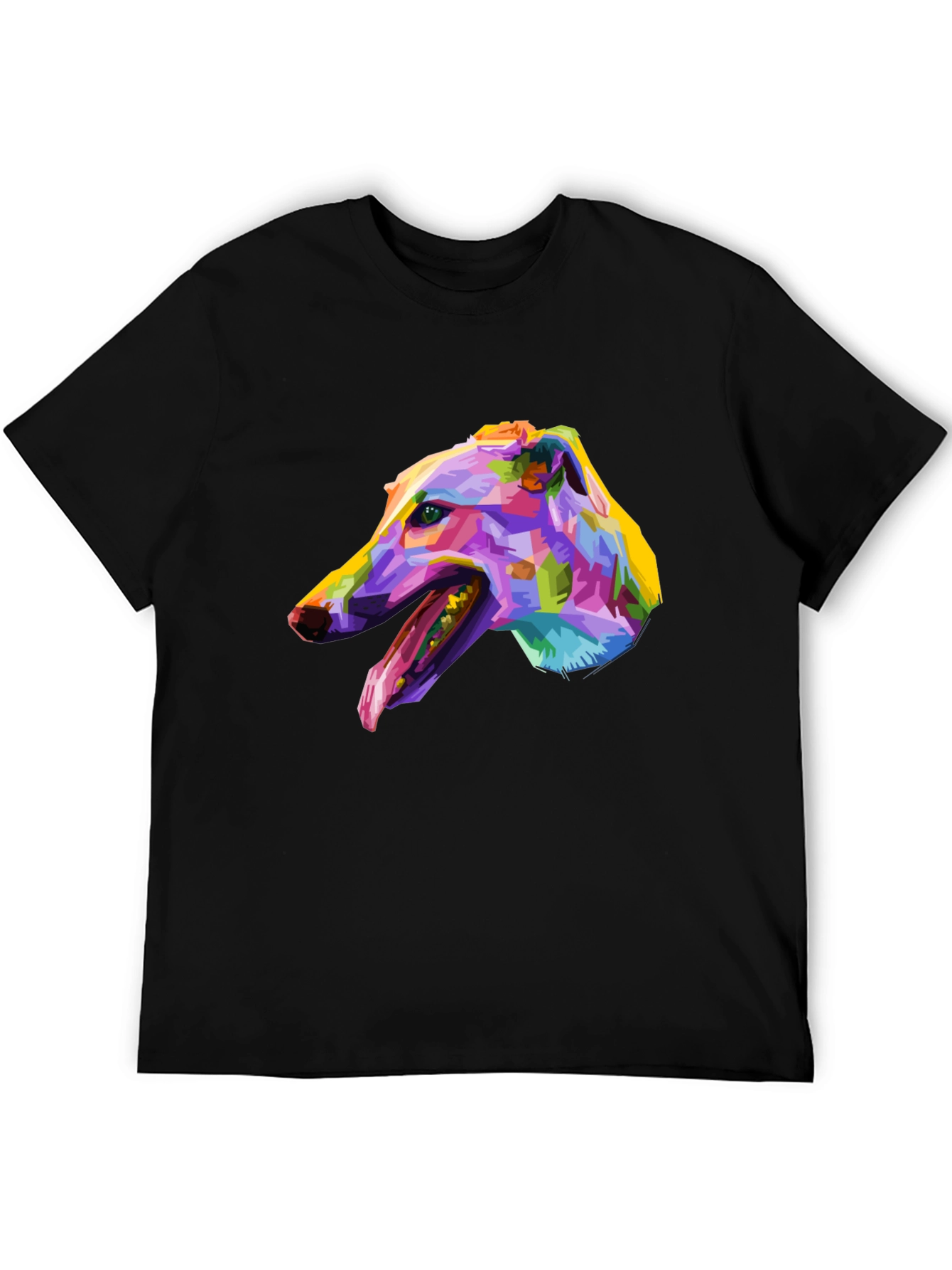 Abstract Greyhound Graphic Tee - Black