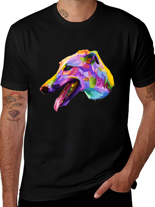 Abstract Greyhound Graphic Tee - Black
