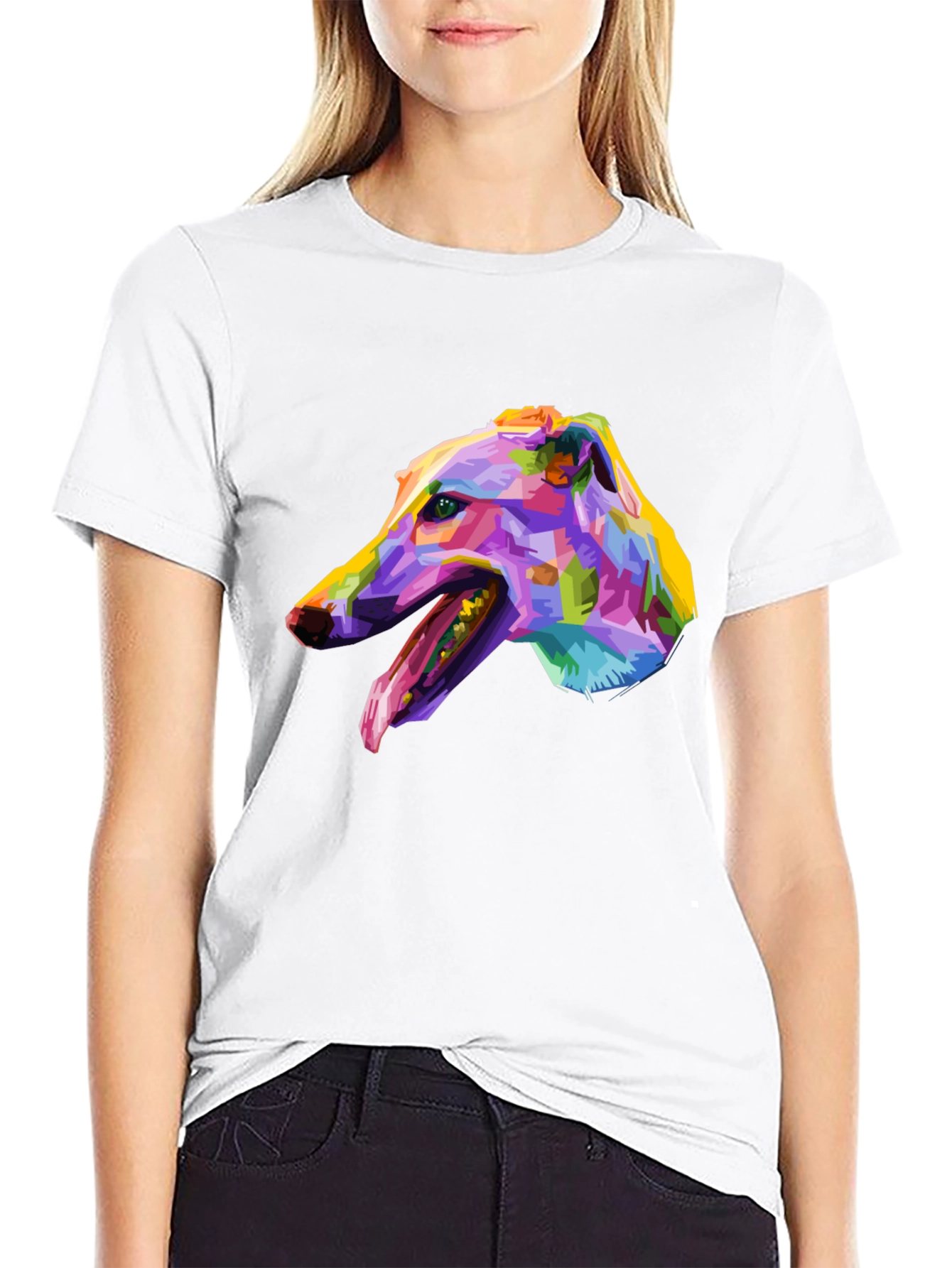 Abstract Greyhound Graphic Tee - Black