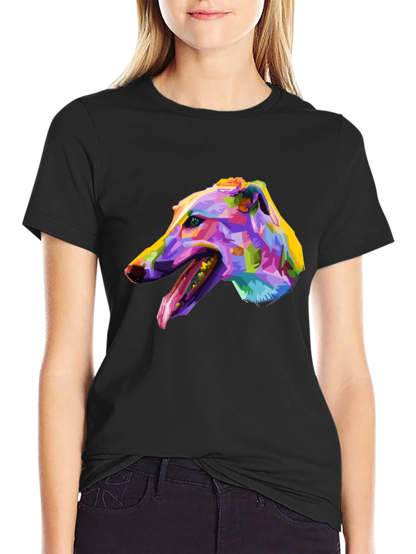 Abstract Greyhound Graphic Tee - Black