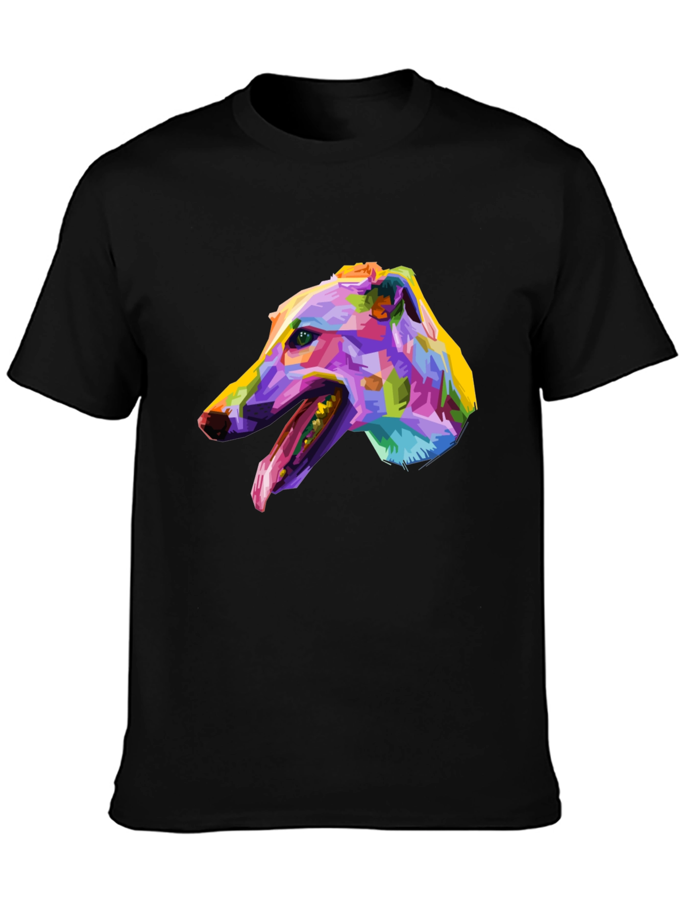 Abstract Greyhound Graphic Tee - Black