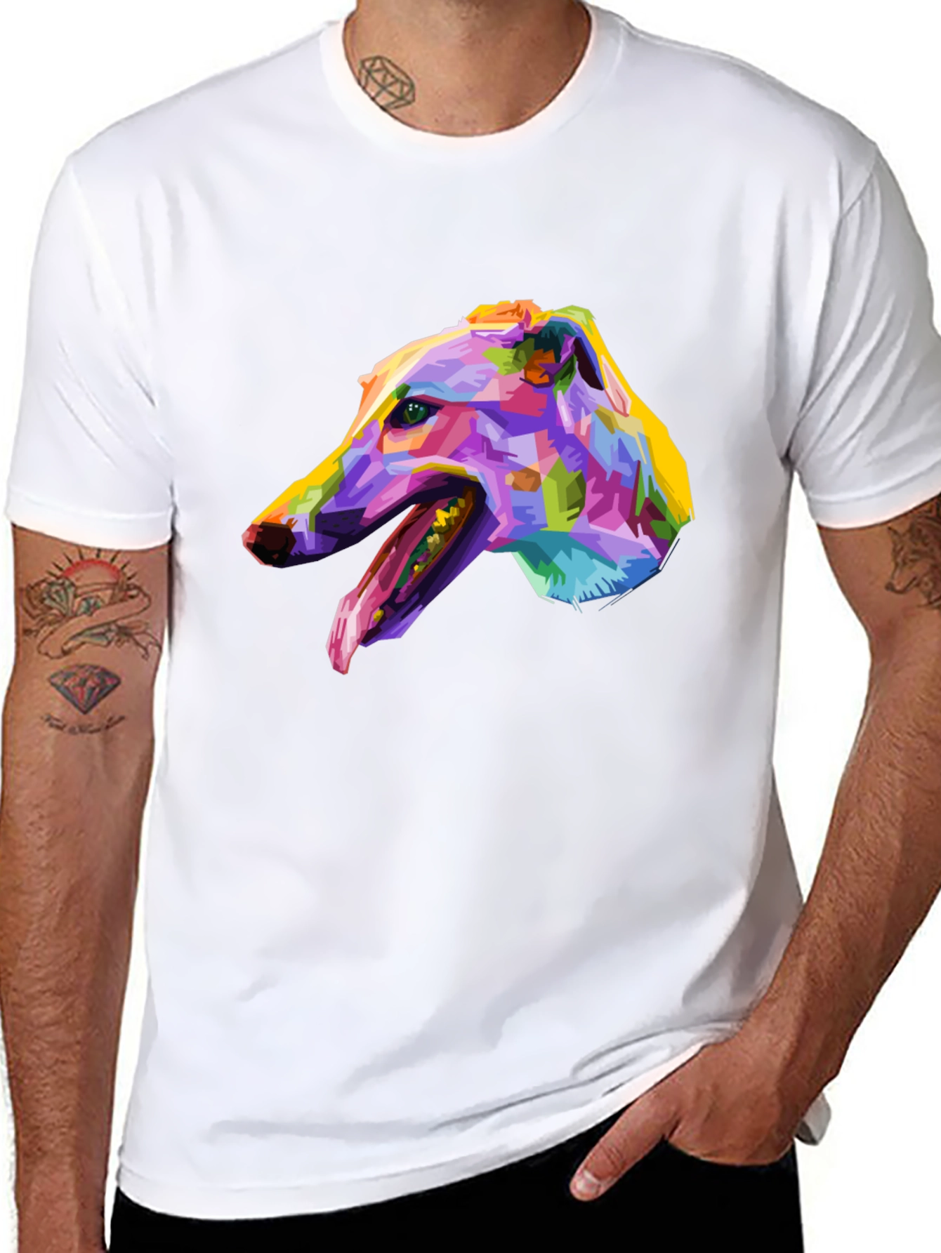 Abstract Greyhound Graphic Tee - Black