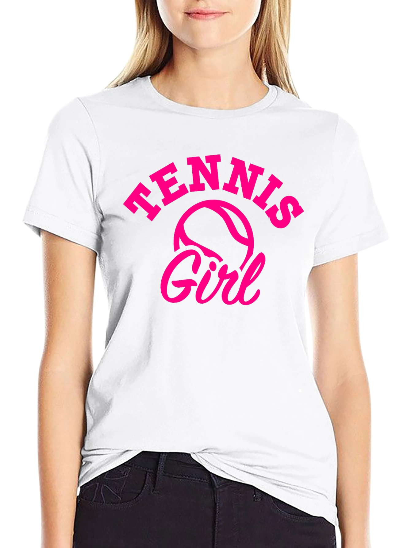 Tennis Girl Graphic Tee - Black