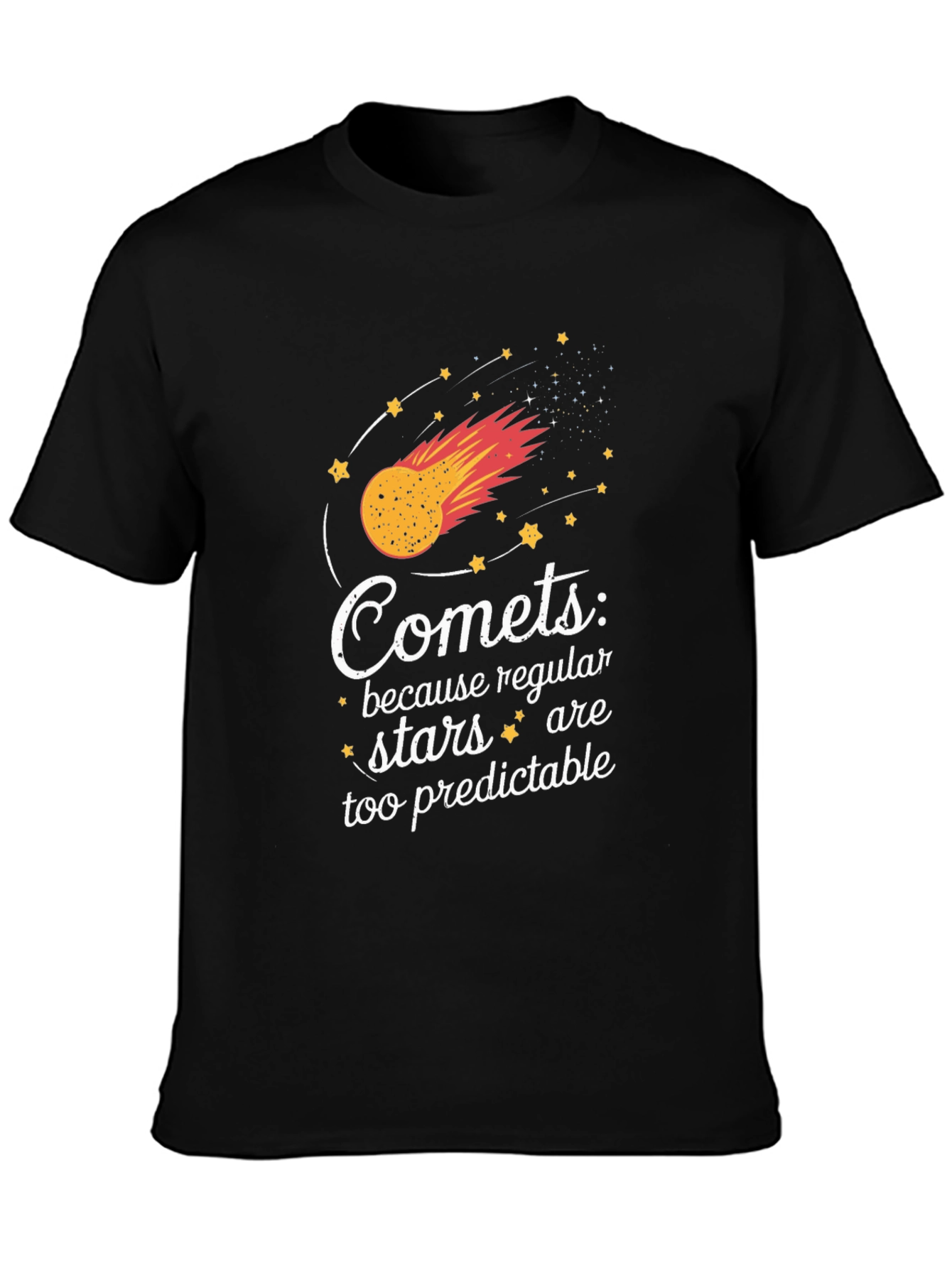 Comets Stars Graphic Black T-Shirt