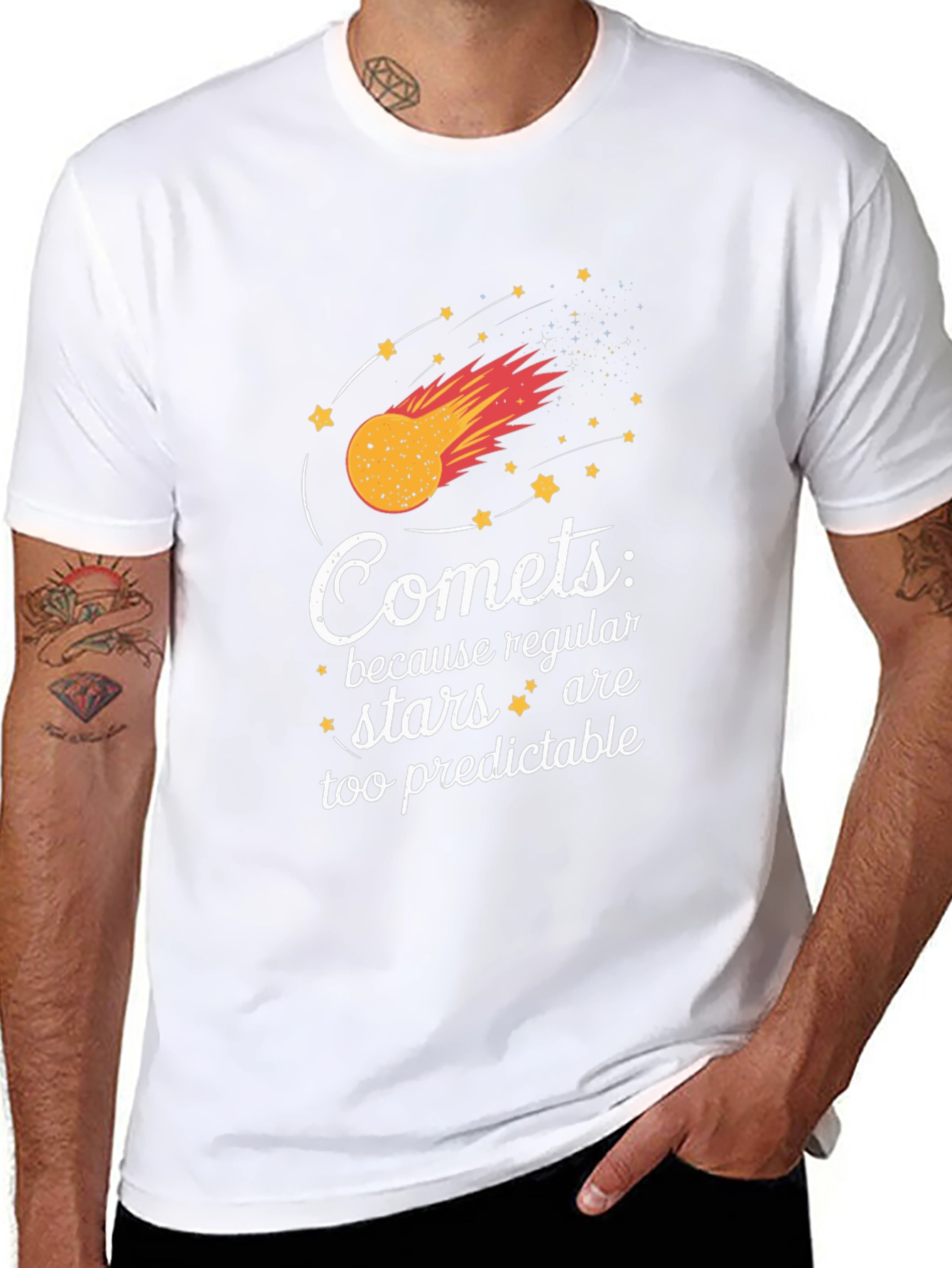 Comets Stars Graphic Black T-Shirt