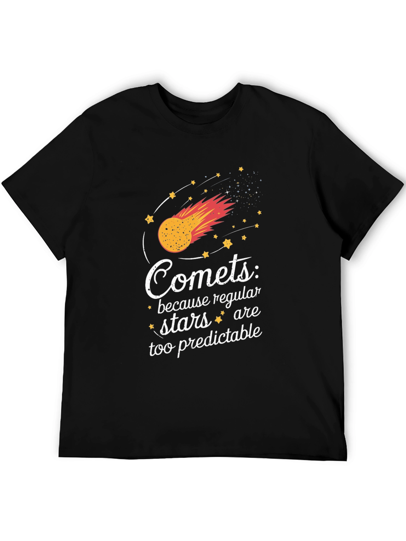 Comets Stars Graphic Black T-Shirt