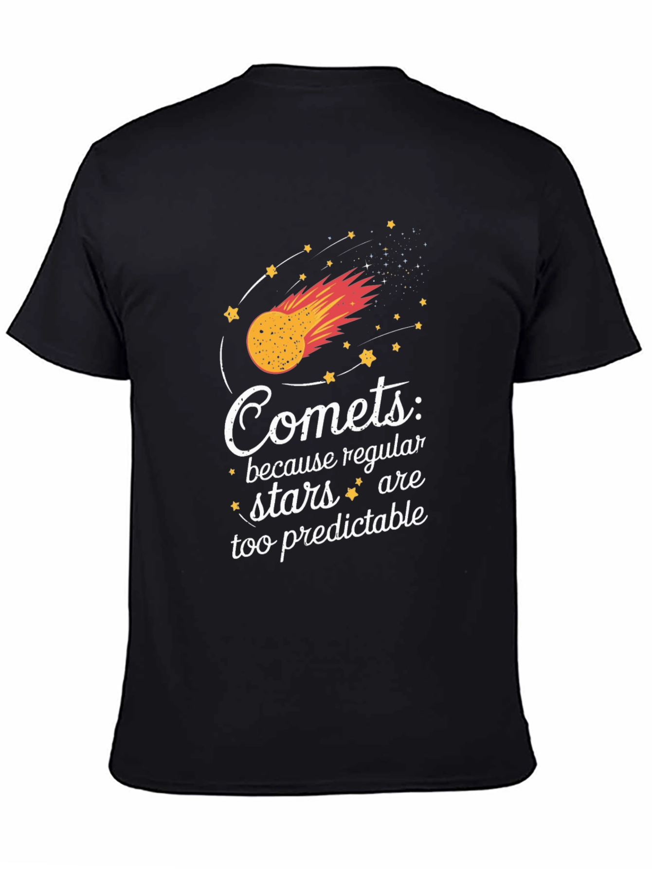 Comets Stars Graphic Black T-Shirt