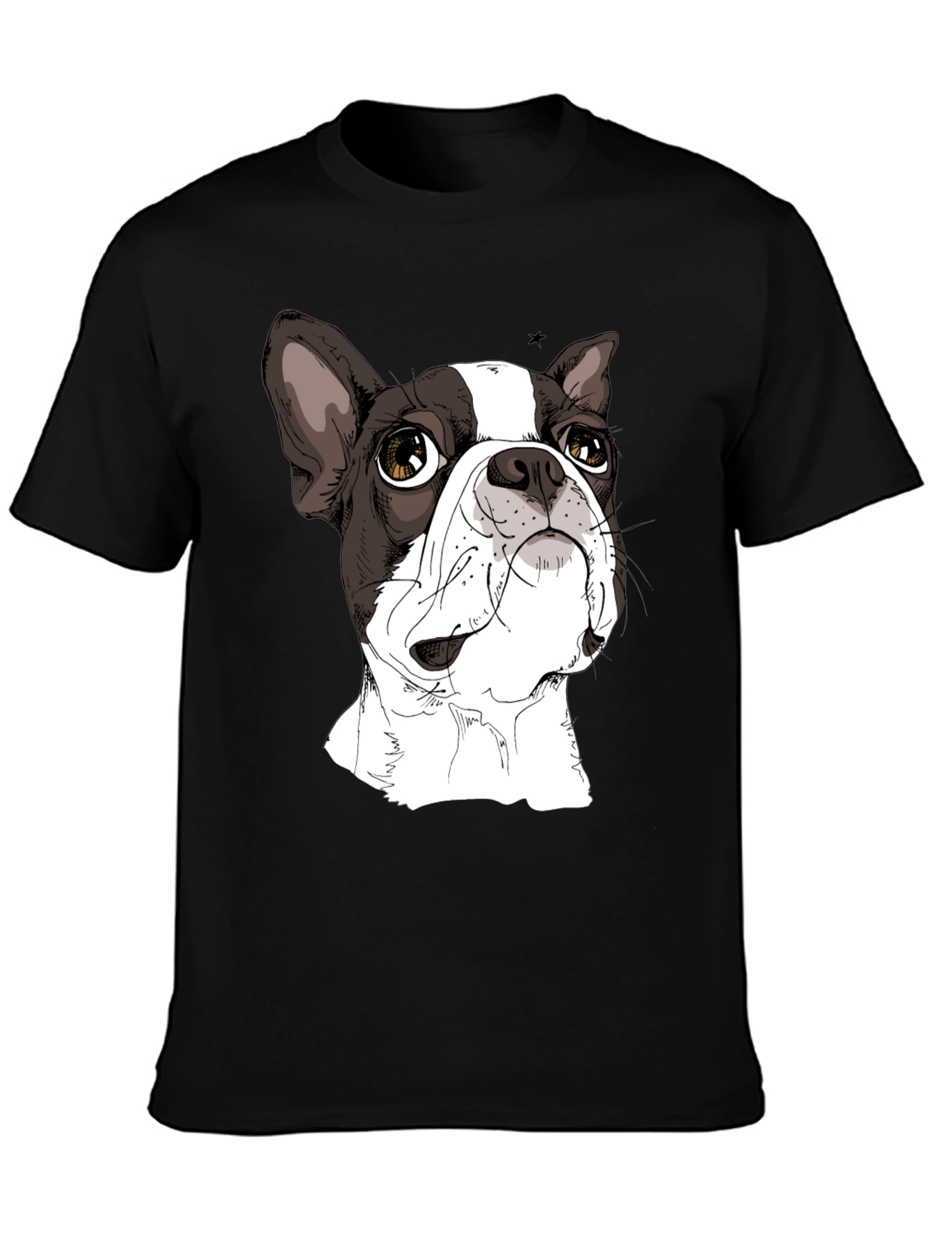 Boston Terrier Graphic Tee - Black Cotton T-Shirt