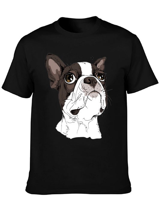 Boston Terrier Graphic Tee - Black Cotton T-Shirt