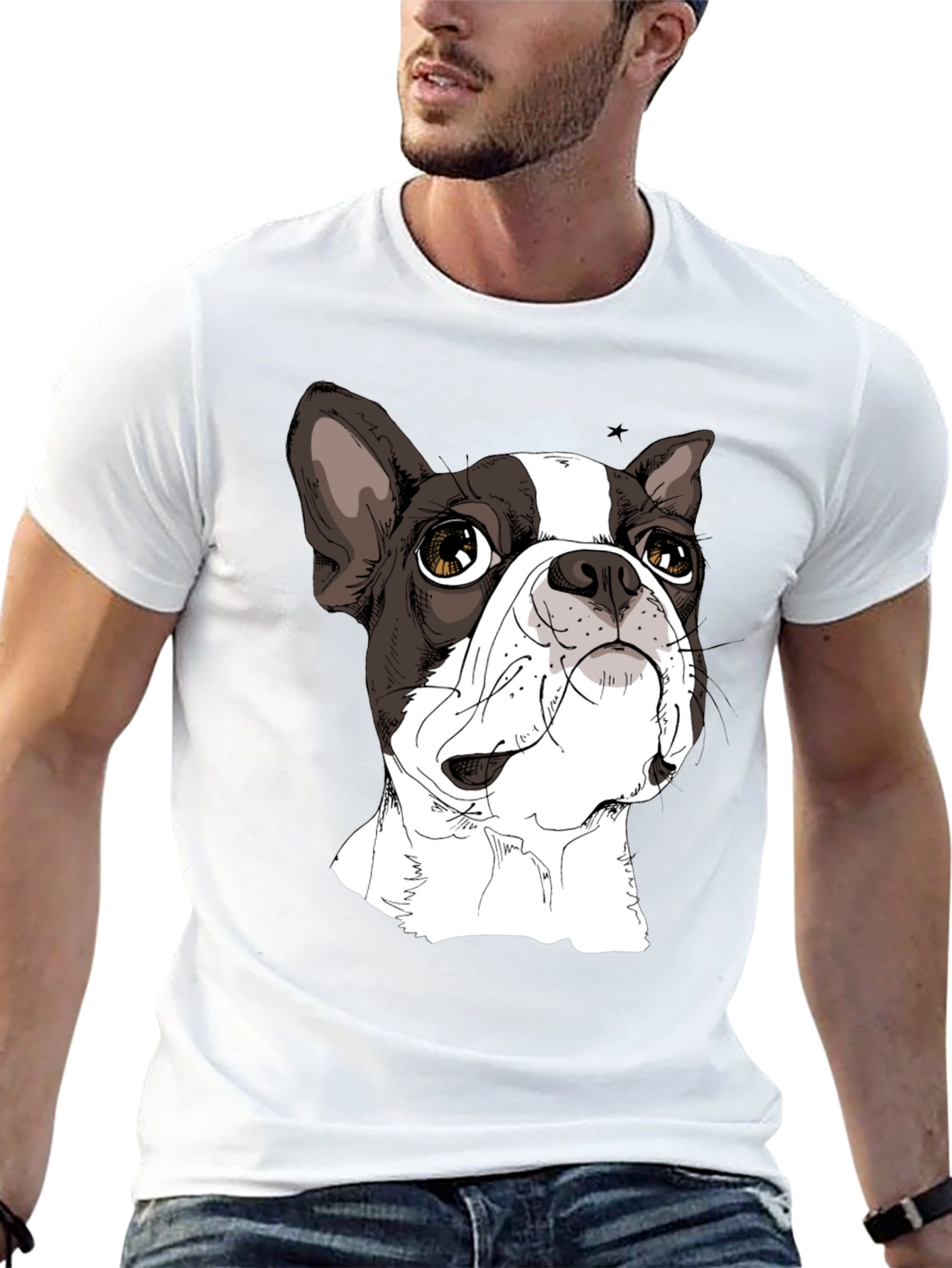 Boston Terrier Graphic Tee - Black Cotton T-Shirt