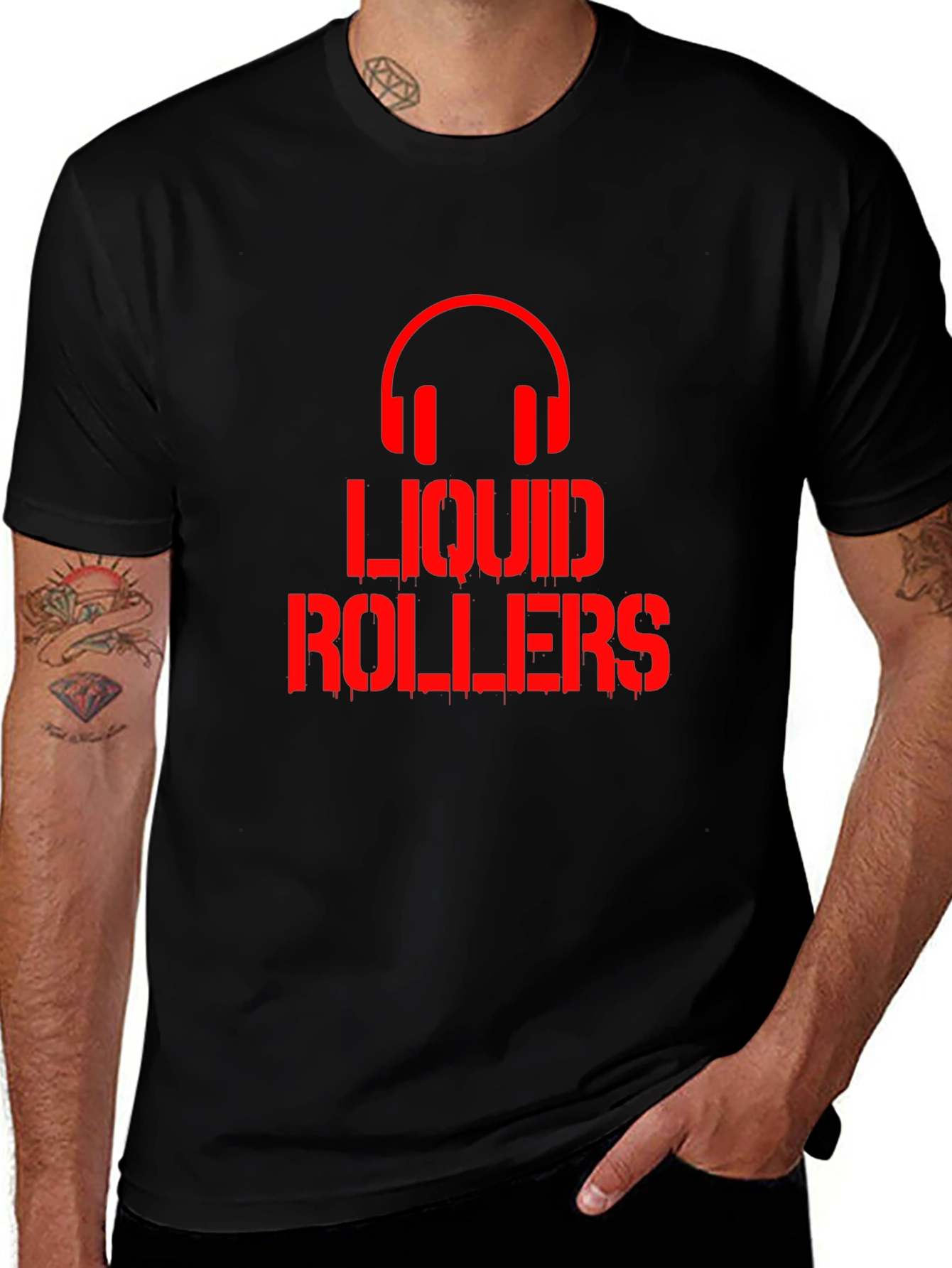 Liquid Rollers Graphic Tee - Black Cotton T-Shirt