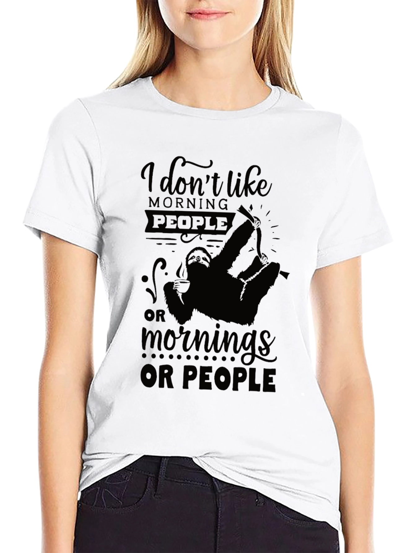 I Dont Like Morning People Black Graphic Tee