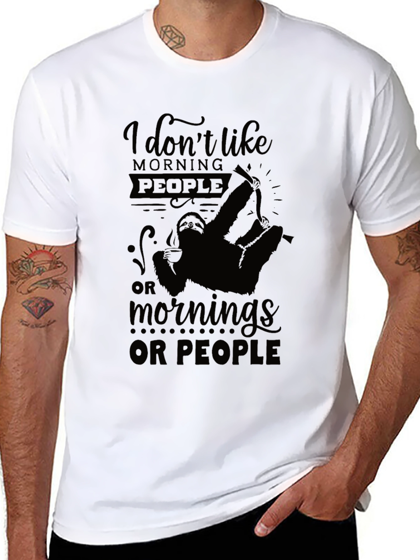 I Dont Like Morning People Black Graphic Tee