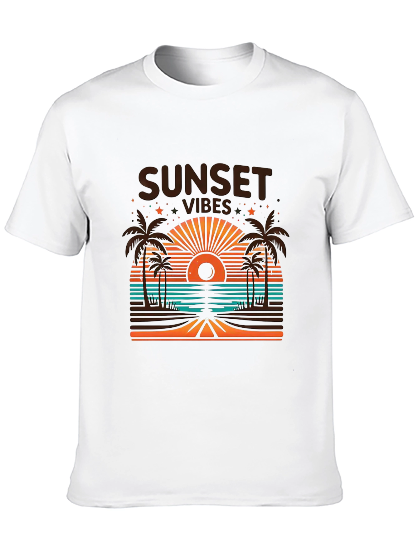 Sunset Vibes Graphic Tee - Beach Palm Tree Design
