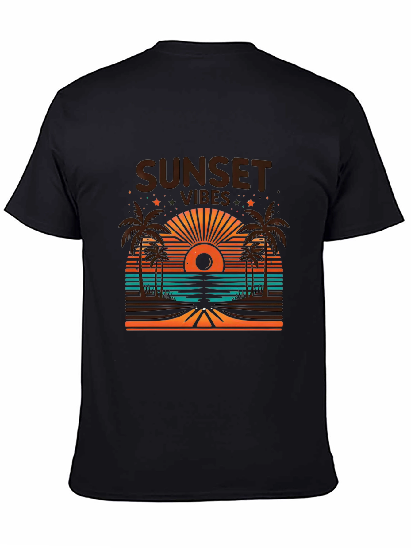 Sunset Vibes Graphic Tee - Beach Palm Tree Design