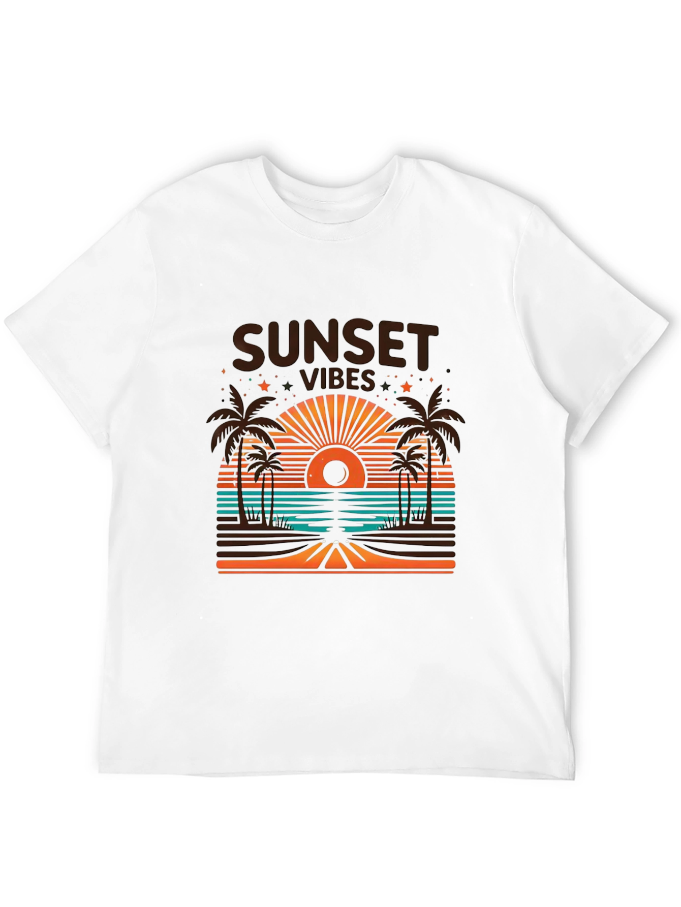 Sunset Vibes Graphic Tee - Beach Palm Tree Design