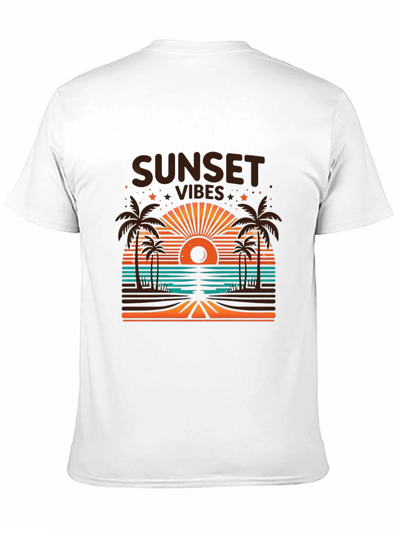 Sunset Vibes Graphic Tee - Beach Palm Tree Design
