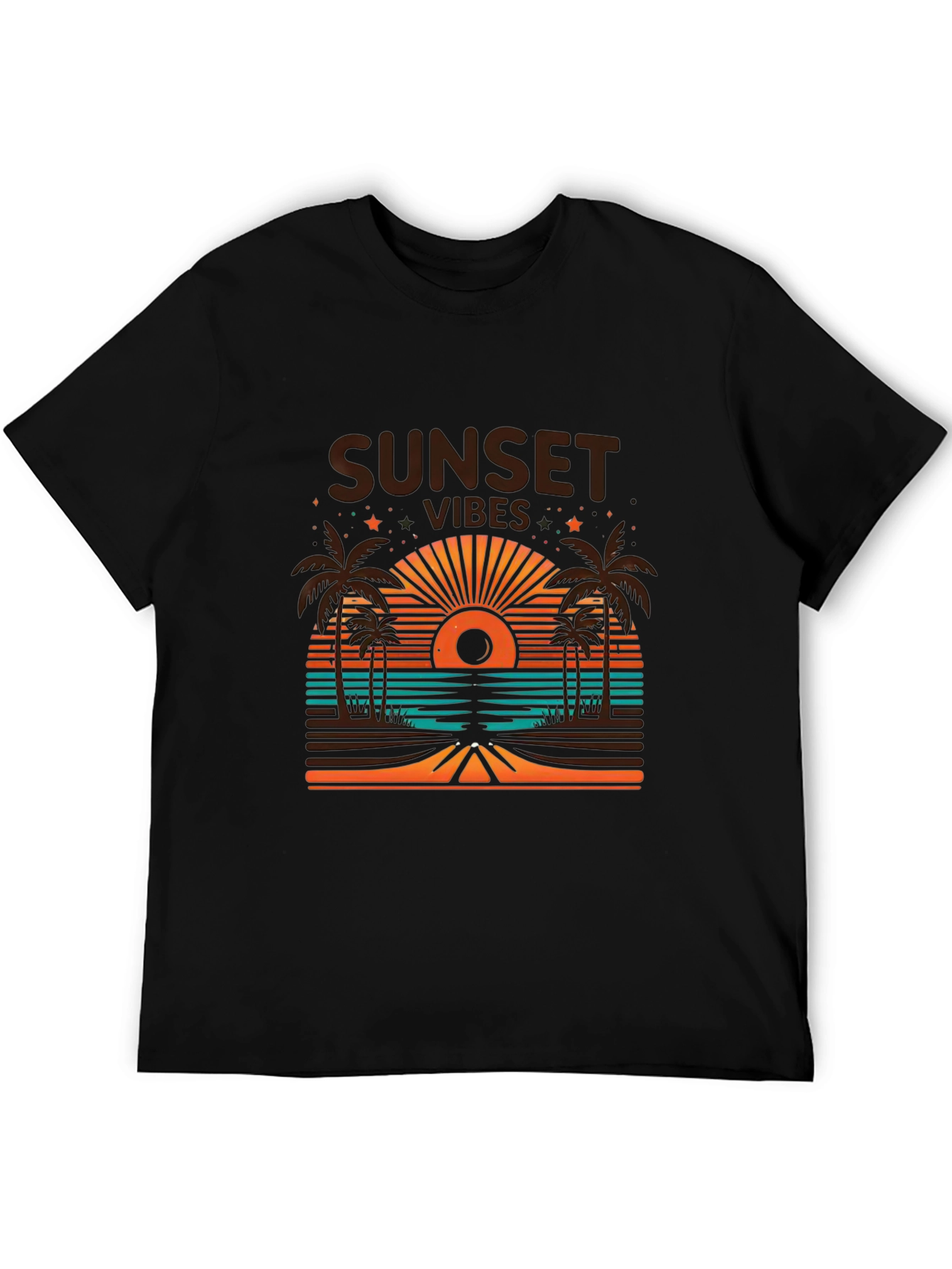 Sunset Vibes Graphic Tee - Beach Palm Tree Design